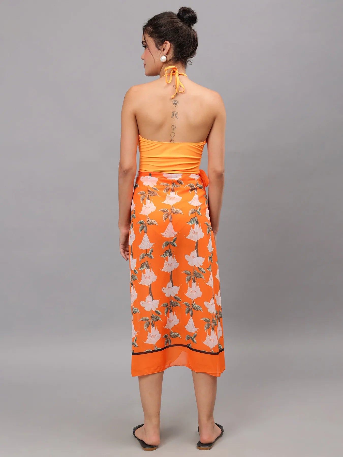 Halter Cut Out Monokini With Sarong