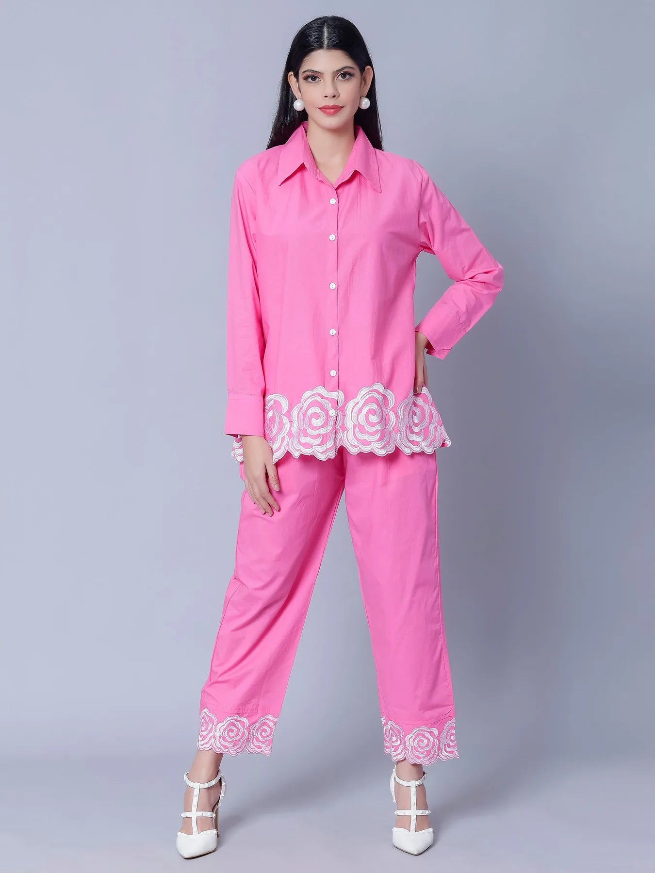 Flower Embroidery Two-Piece Set