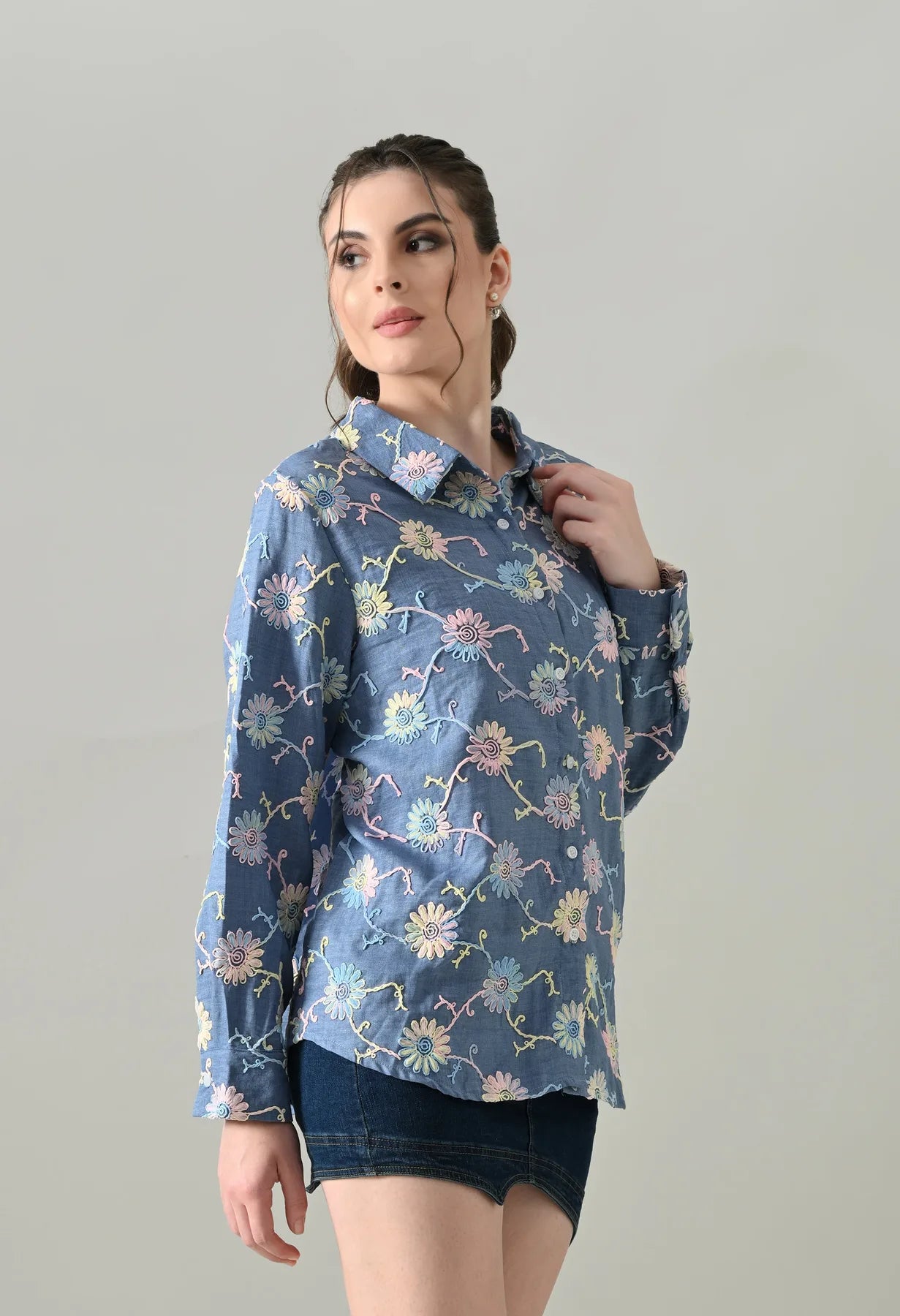 Meadow Bloom Embroidered Shirt