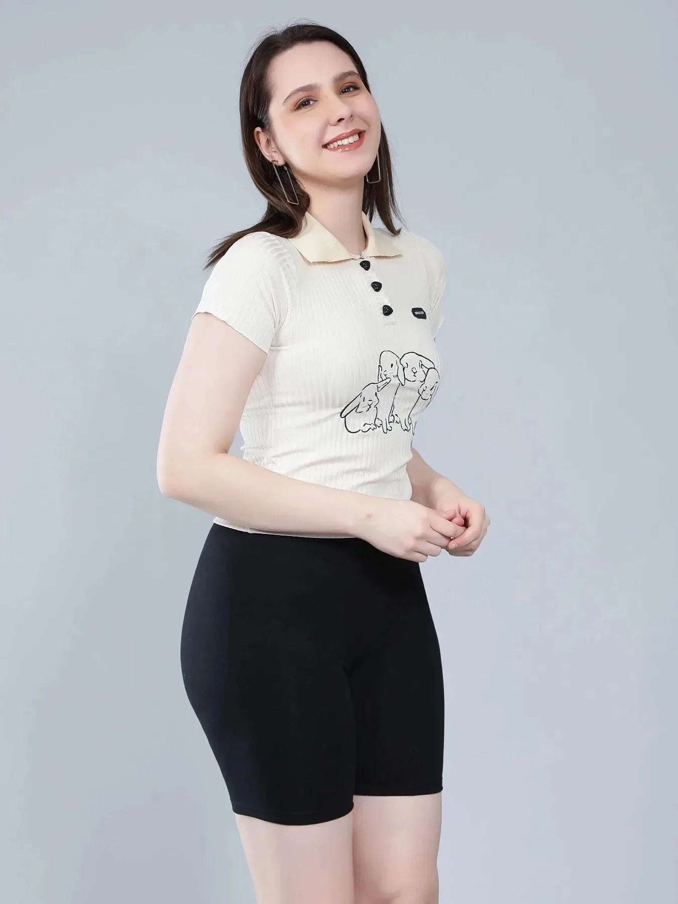 Heart Button Knitted T-shirt