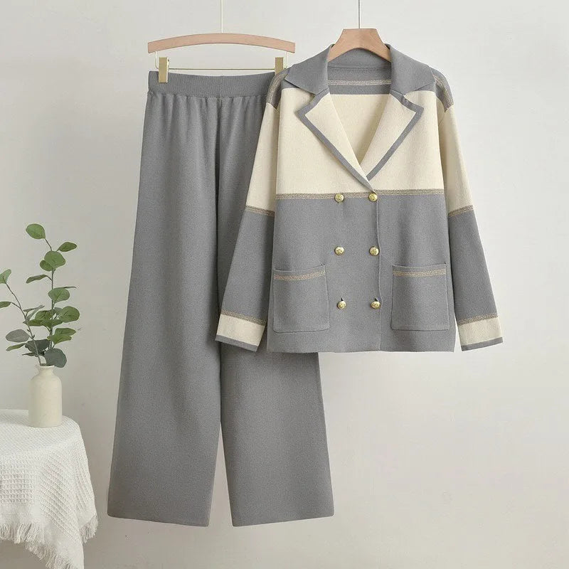 Buttoned Knit Cardigan & Pant Set