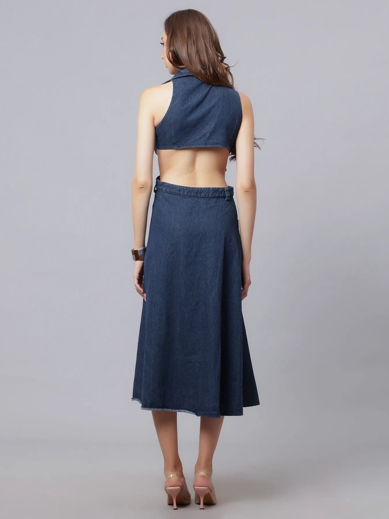 Hollow Out Denim Dress