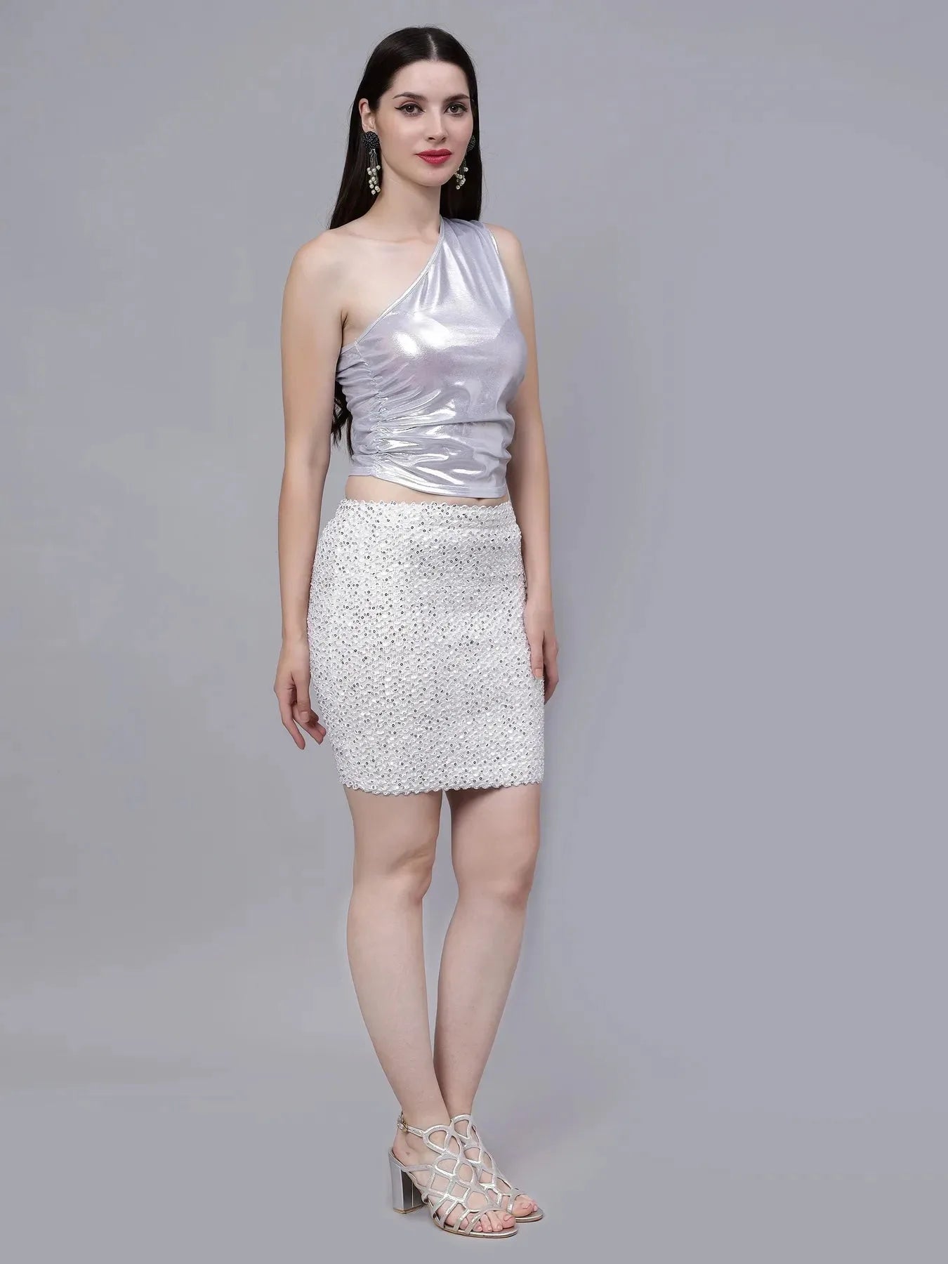 Metallic One Shouder Top