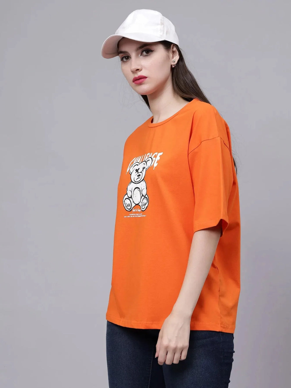 Bear Printed Cotton Oversized T-Shirt