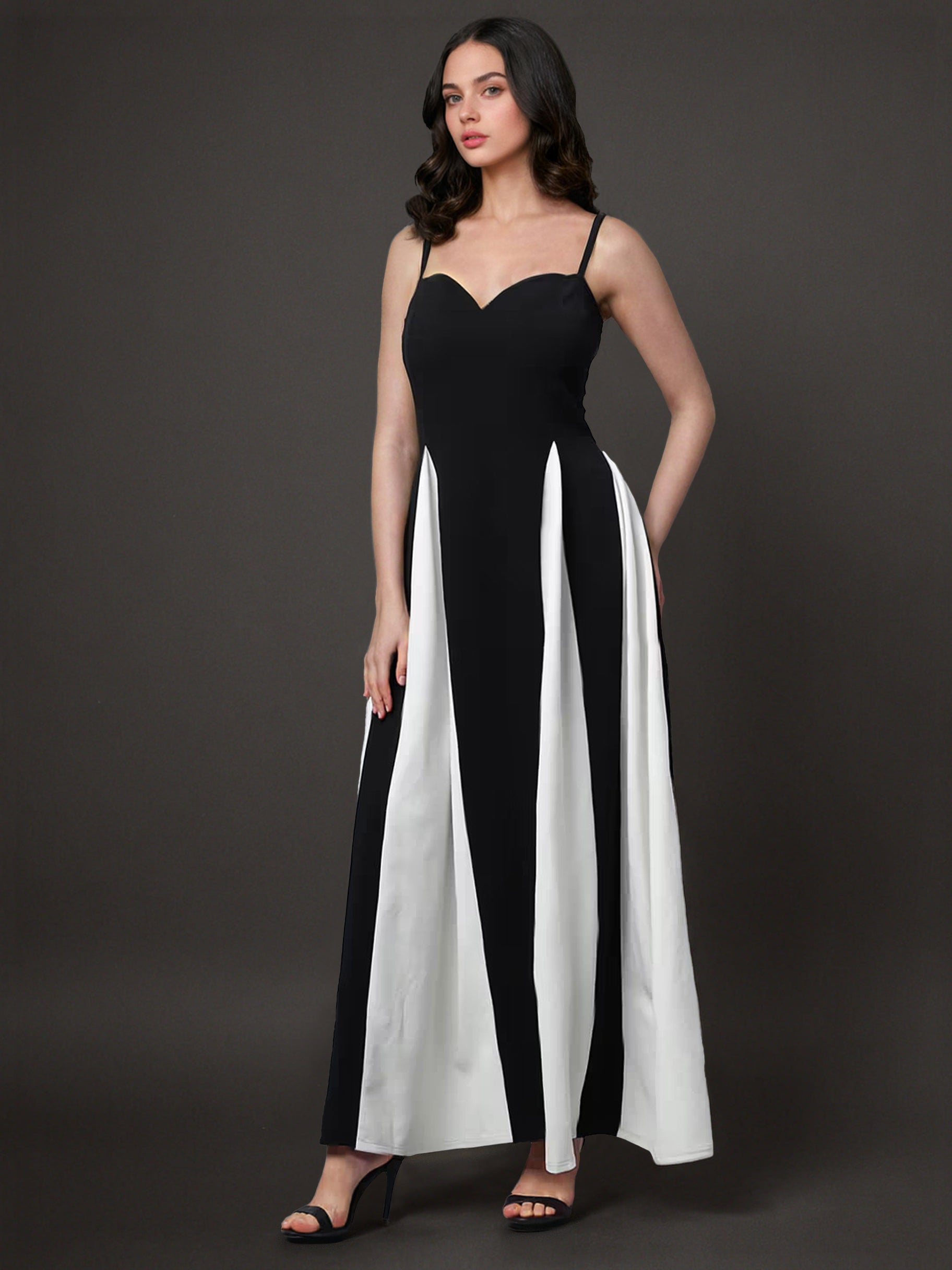 Colorblock Maxi Slip Dress