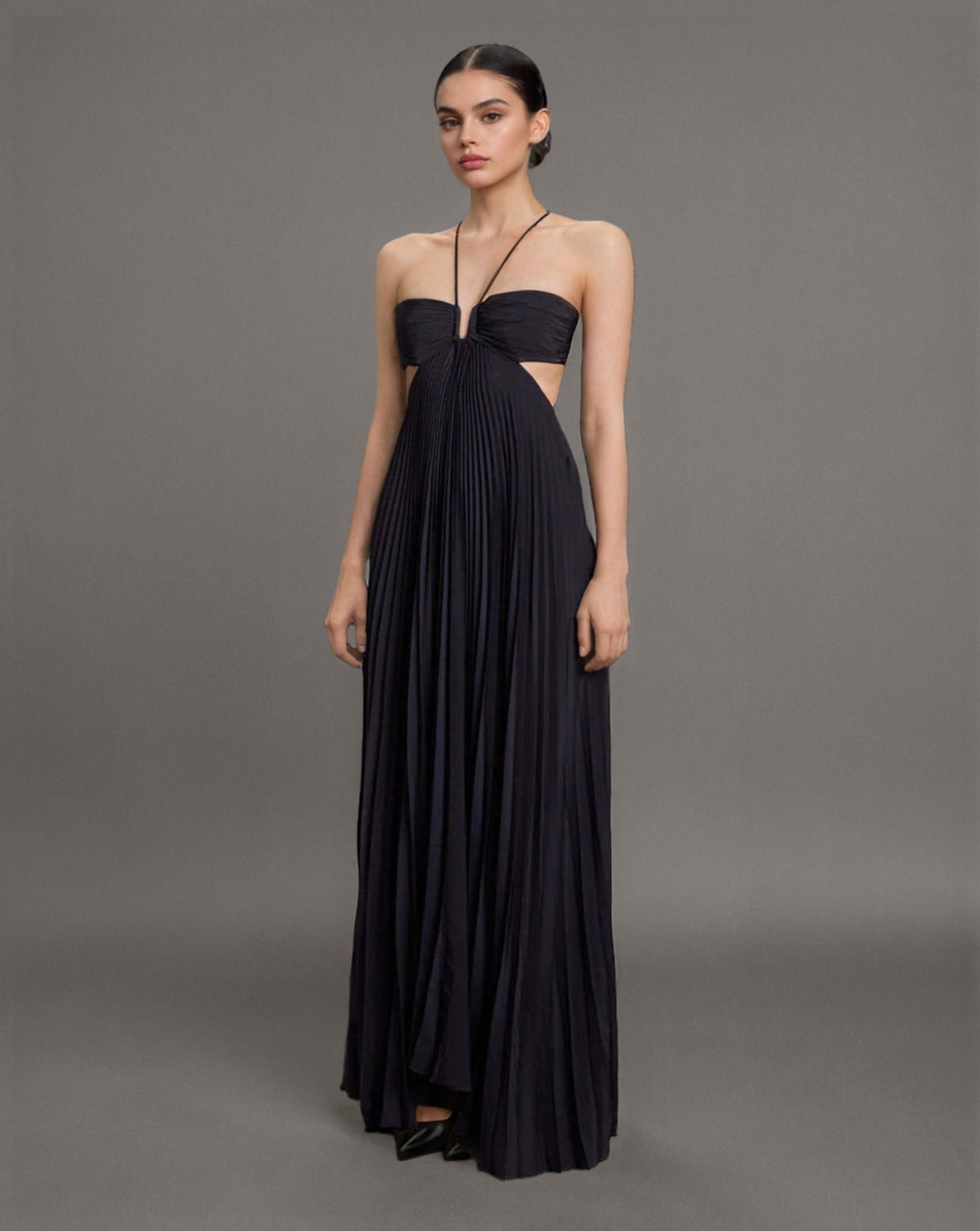 Cut-Out Pleated Maxi Dress