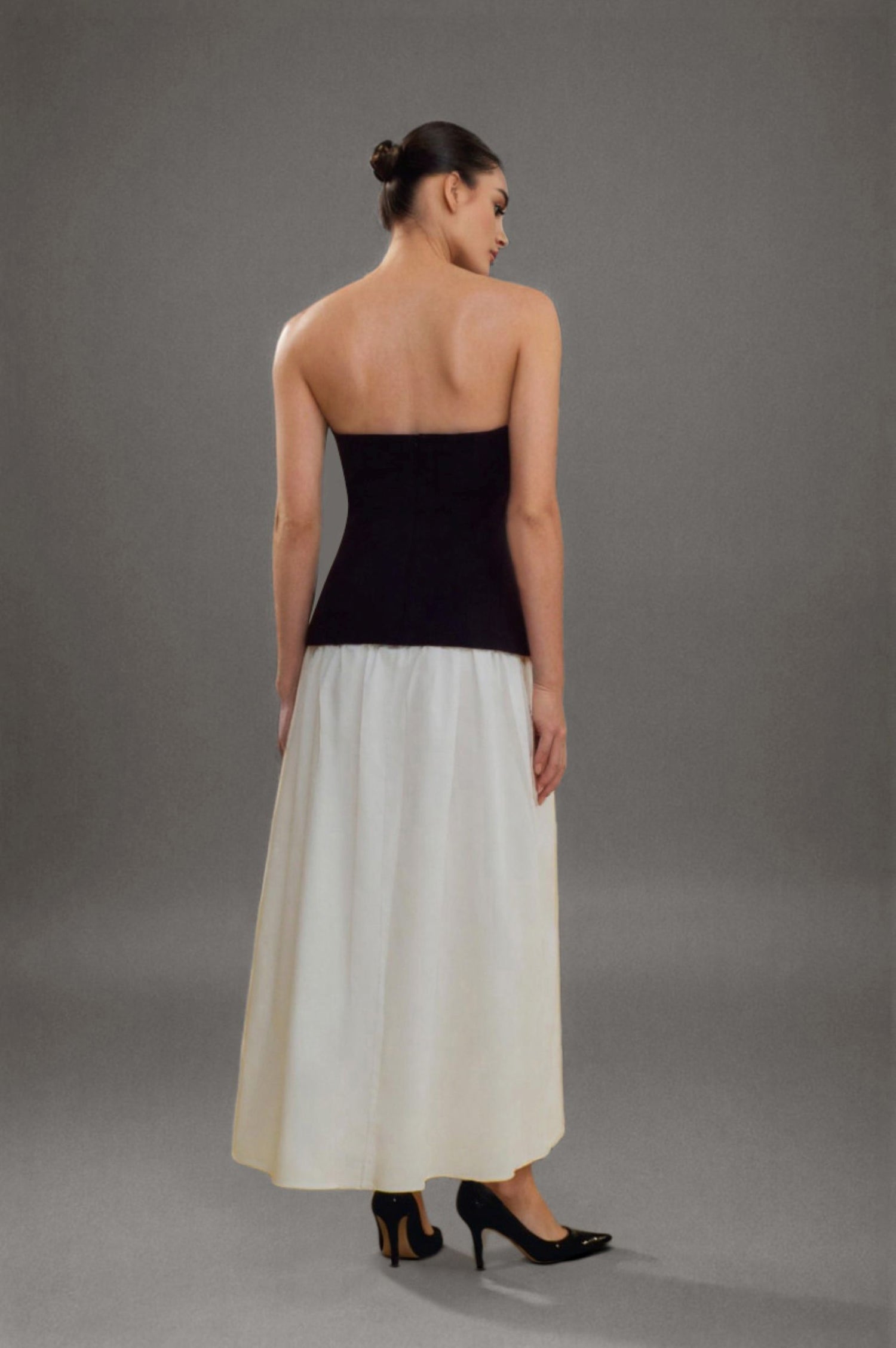 Colorblocked Strapless Maxi Dress