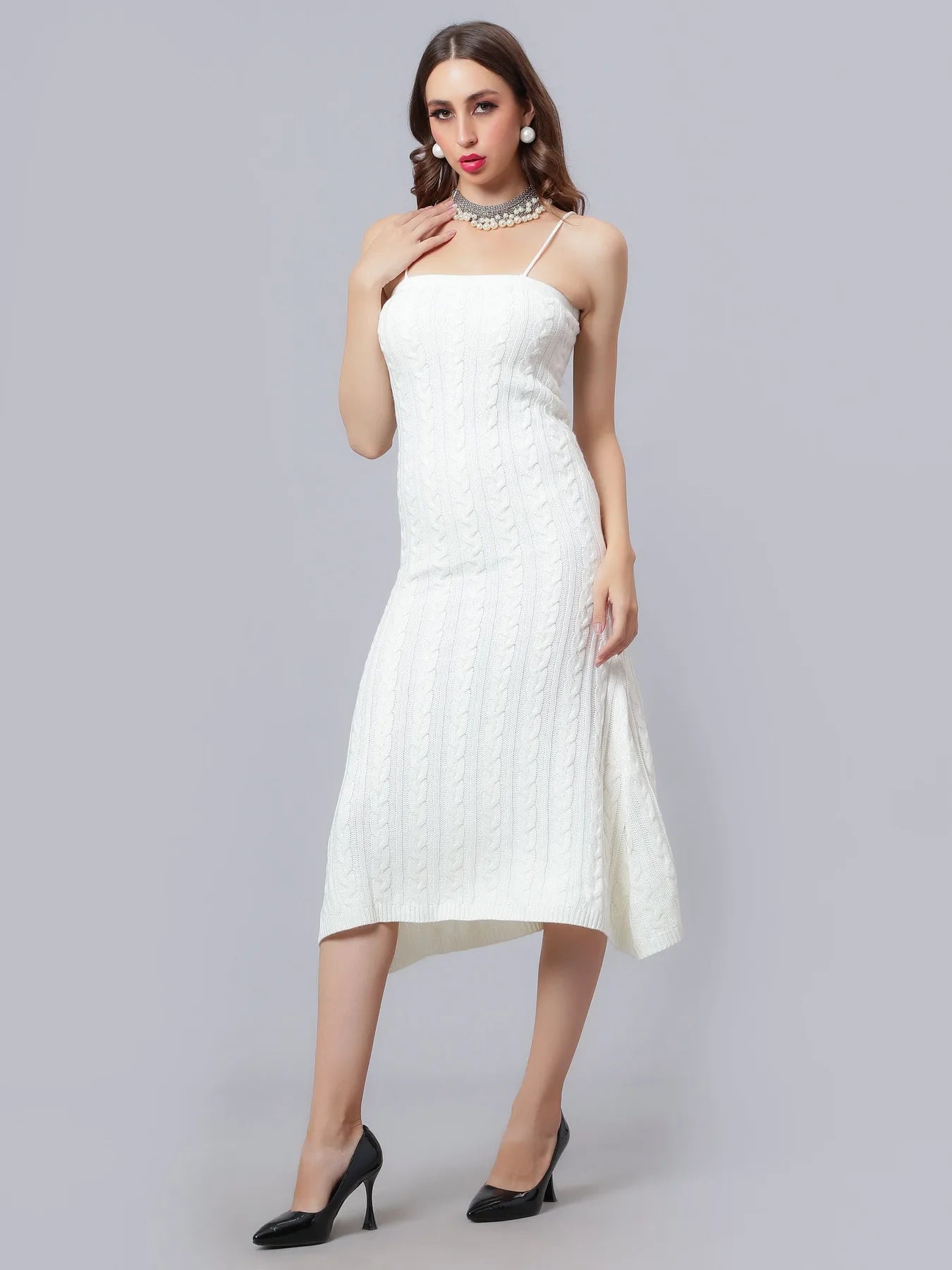 Cable Knitted Midi Dress