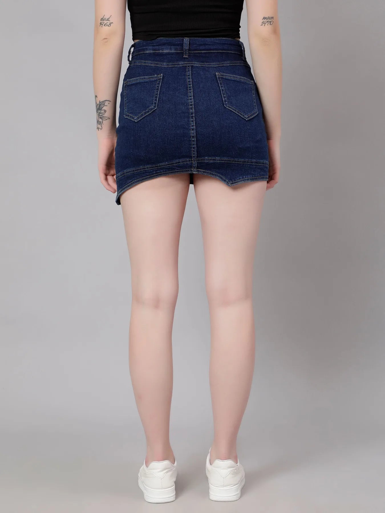 Asymmetrical Denim Mini Skirt
