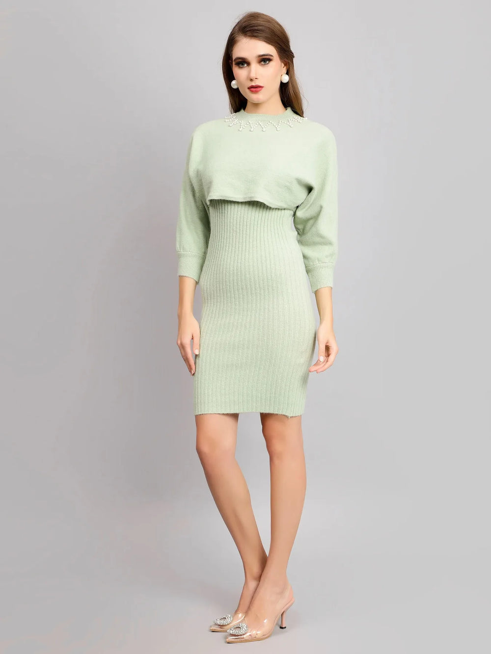 Pearl Embellished Knitted Two-Piece Set