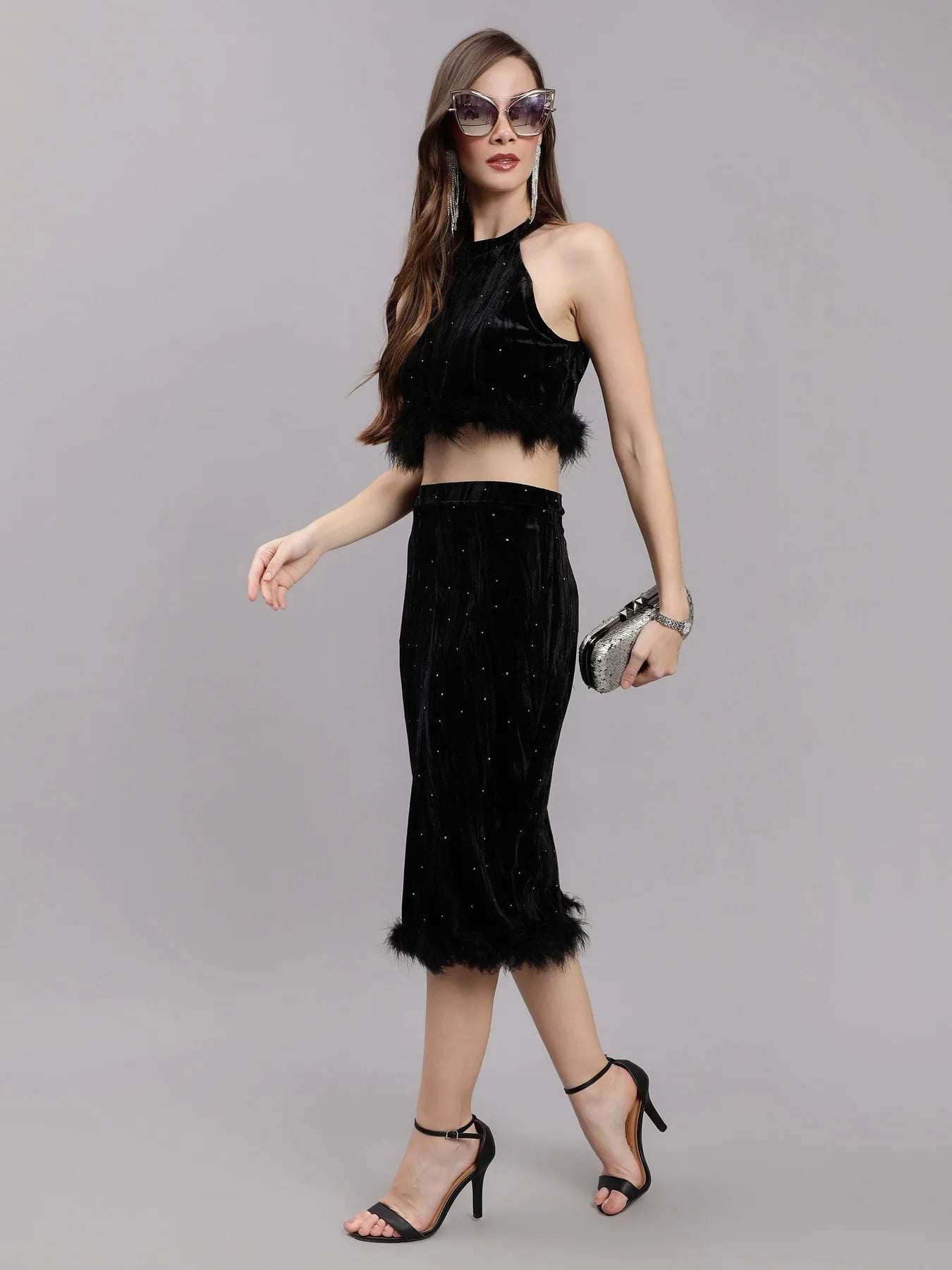 Rhinestones Sprinkle Two Piece Set