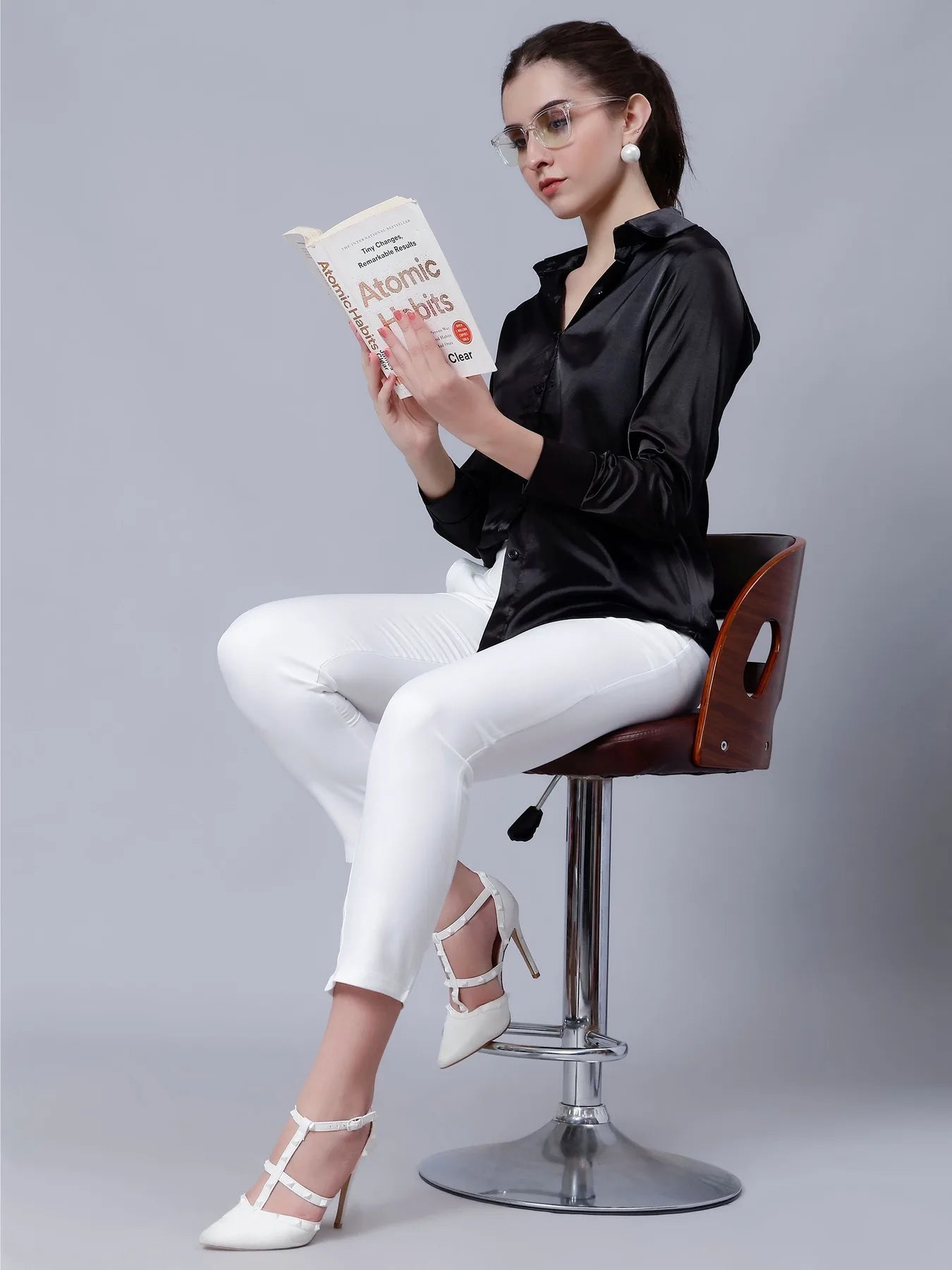 Elegant Ribbon Satin Shirt