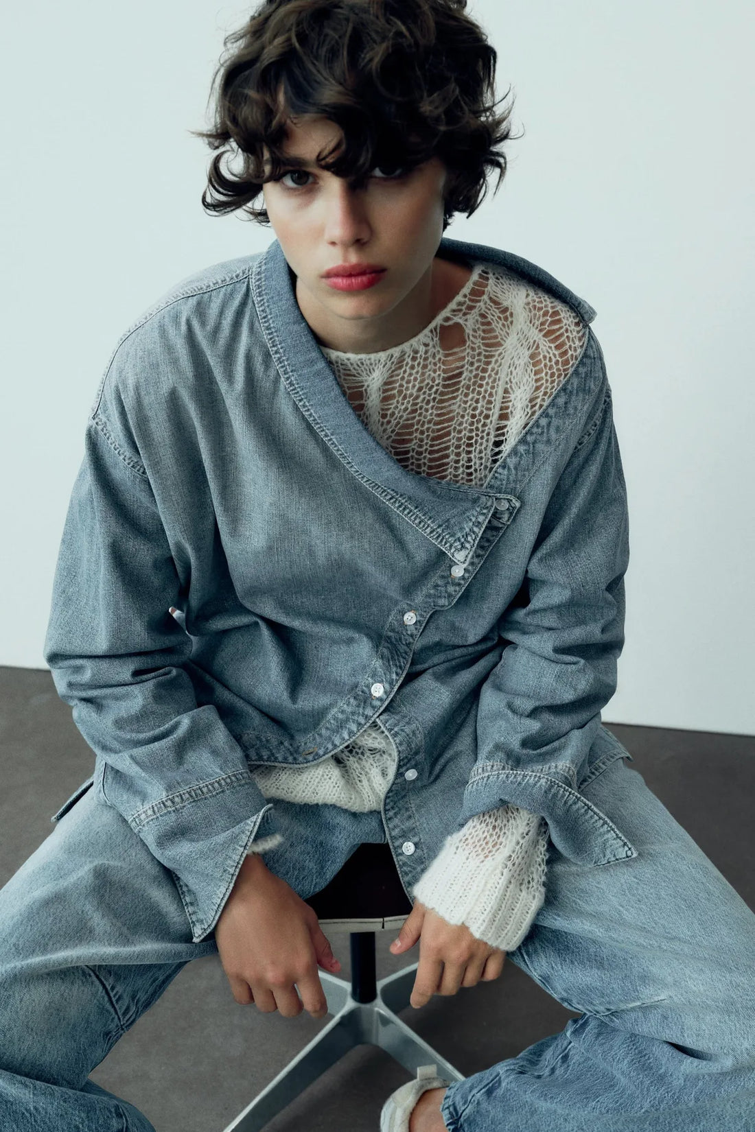 Asymmetric Denim Shirt