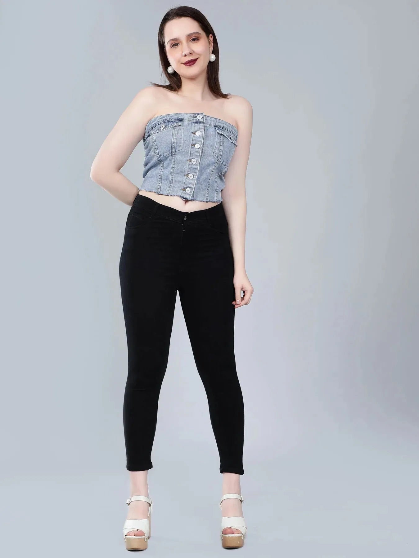 Denim Corset Crop Top
