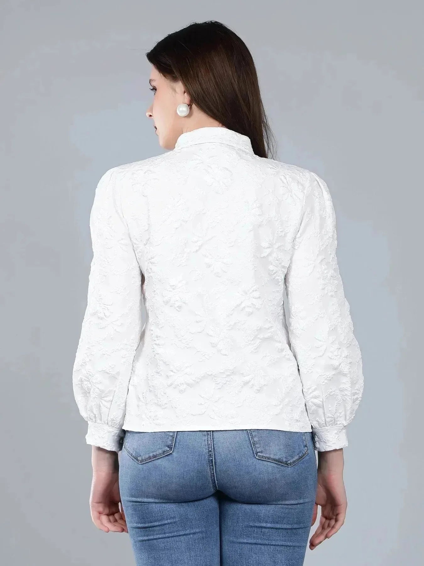 Pearl Beading Jacquard Shirt