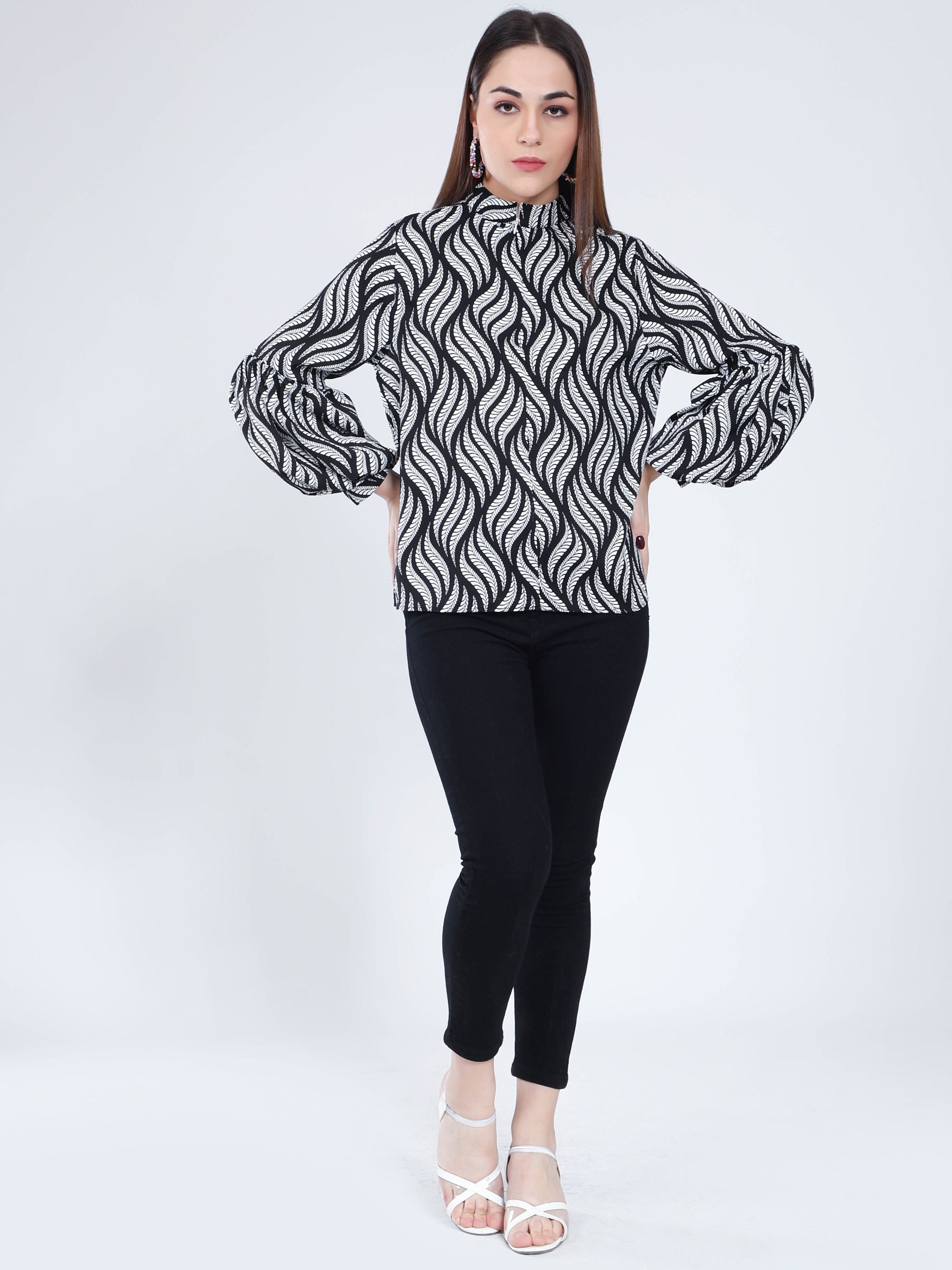 Swirl Leaf Printed Blouse