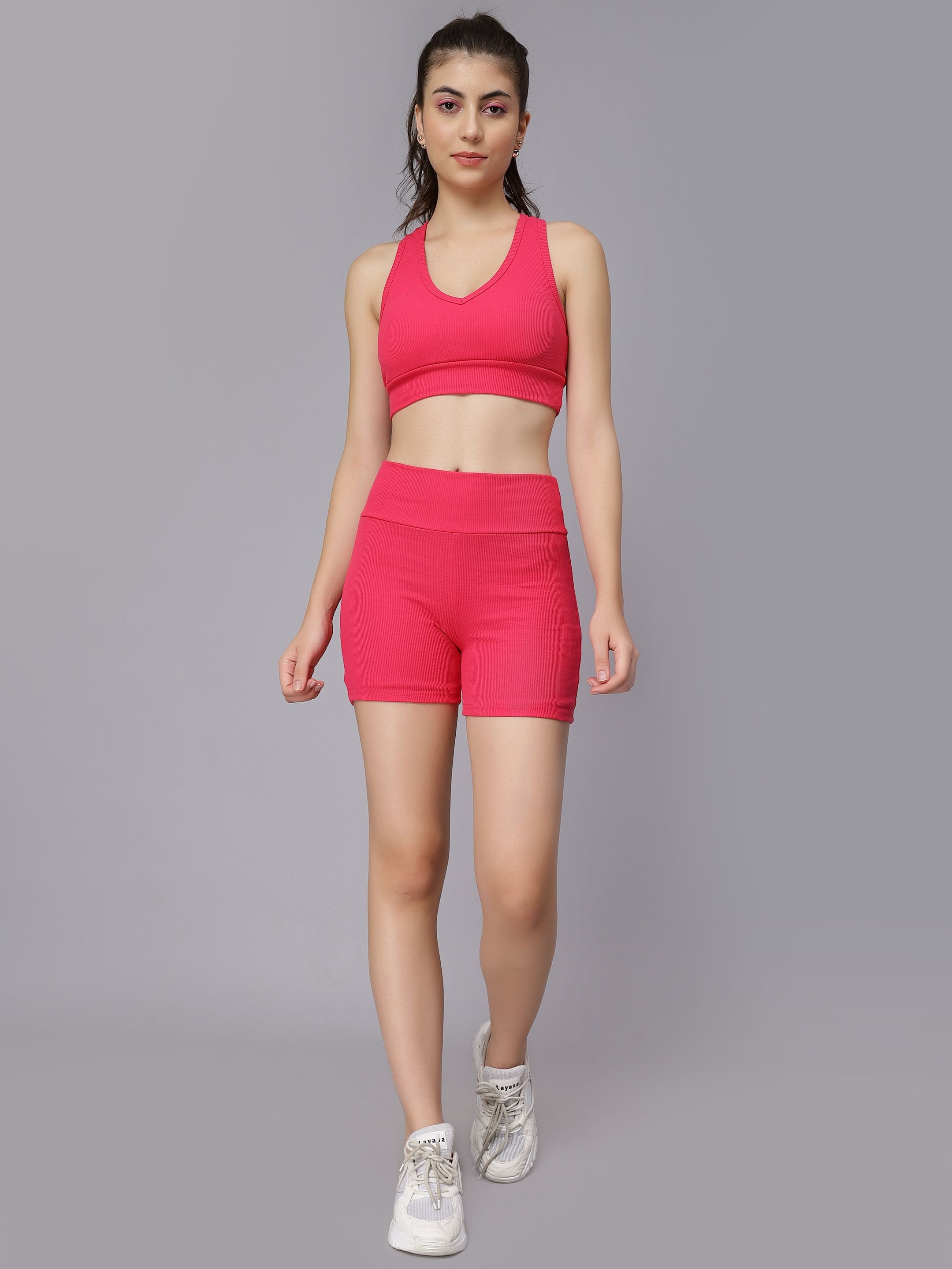 Rib Knit Two Piece Athleisure Set
