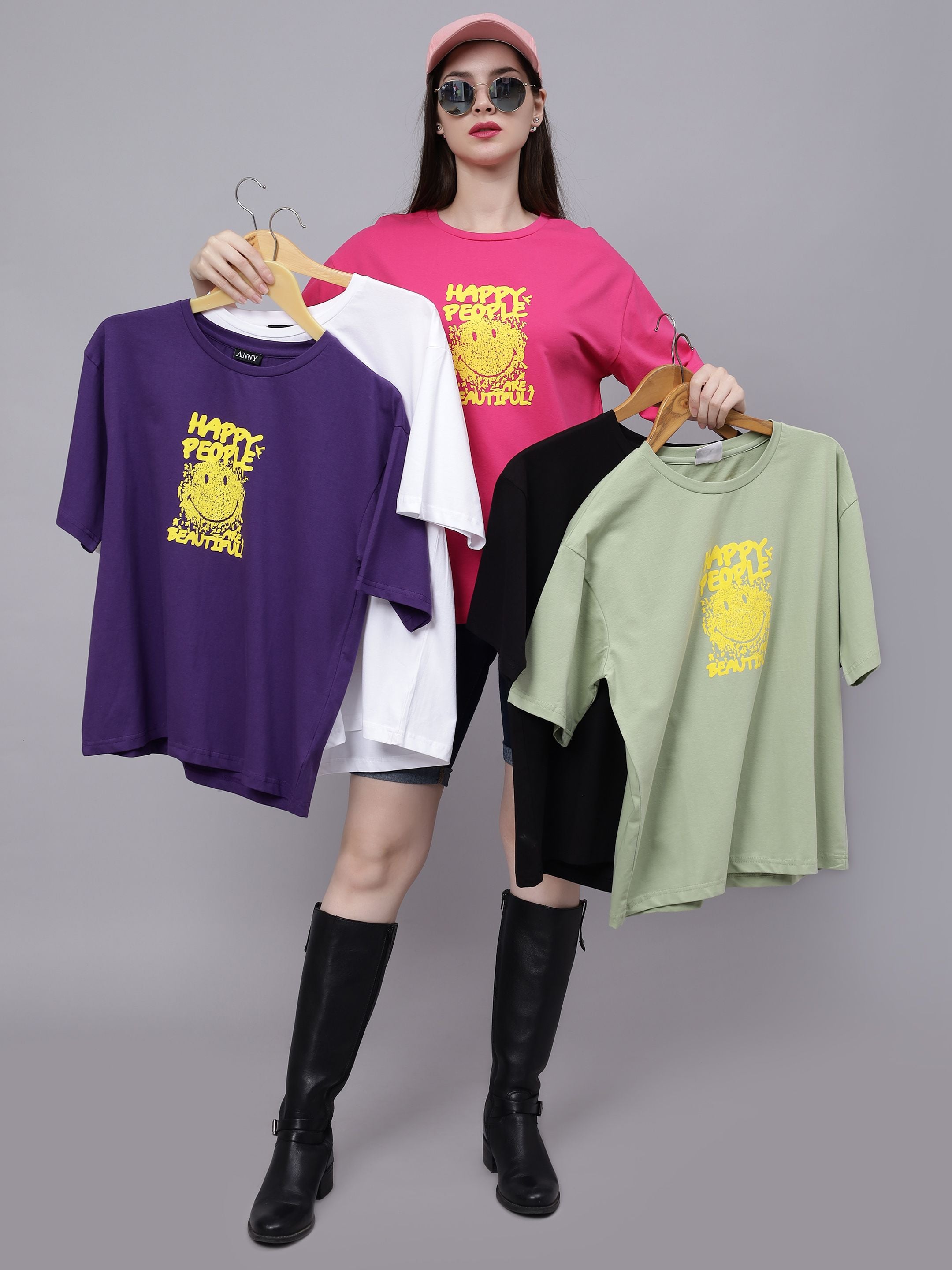 Smiley Oversized Cotton T-Shirt