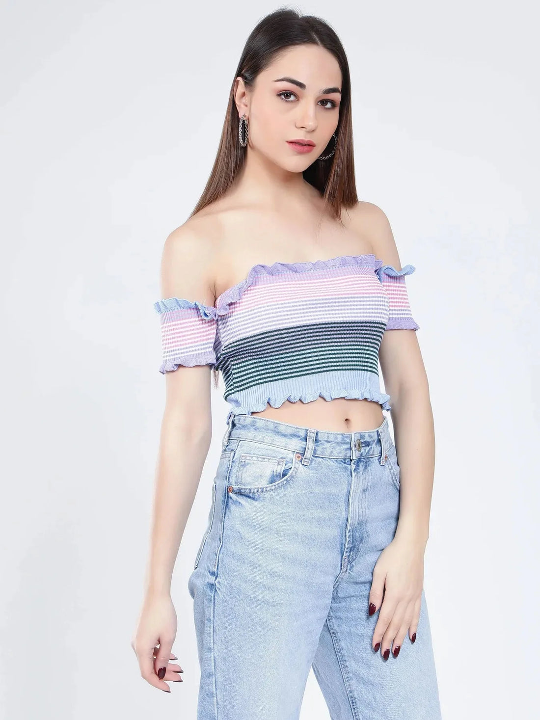 Bardot Rib Knit Top