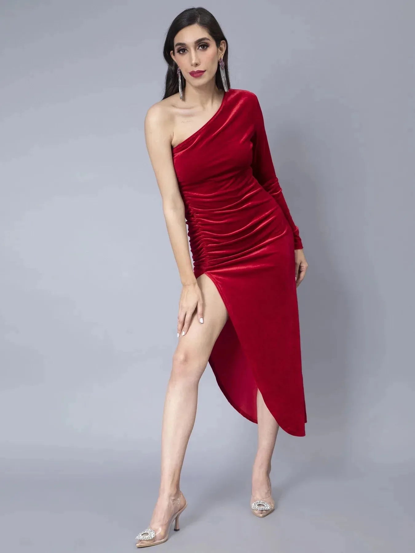 Slit Velvet Cocktail Dress