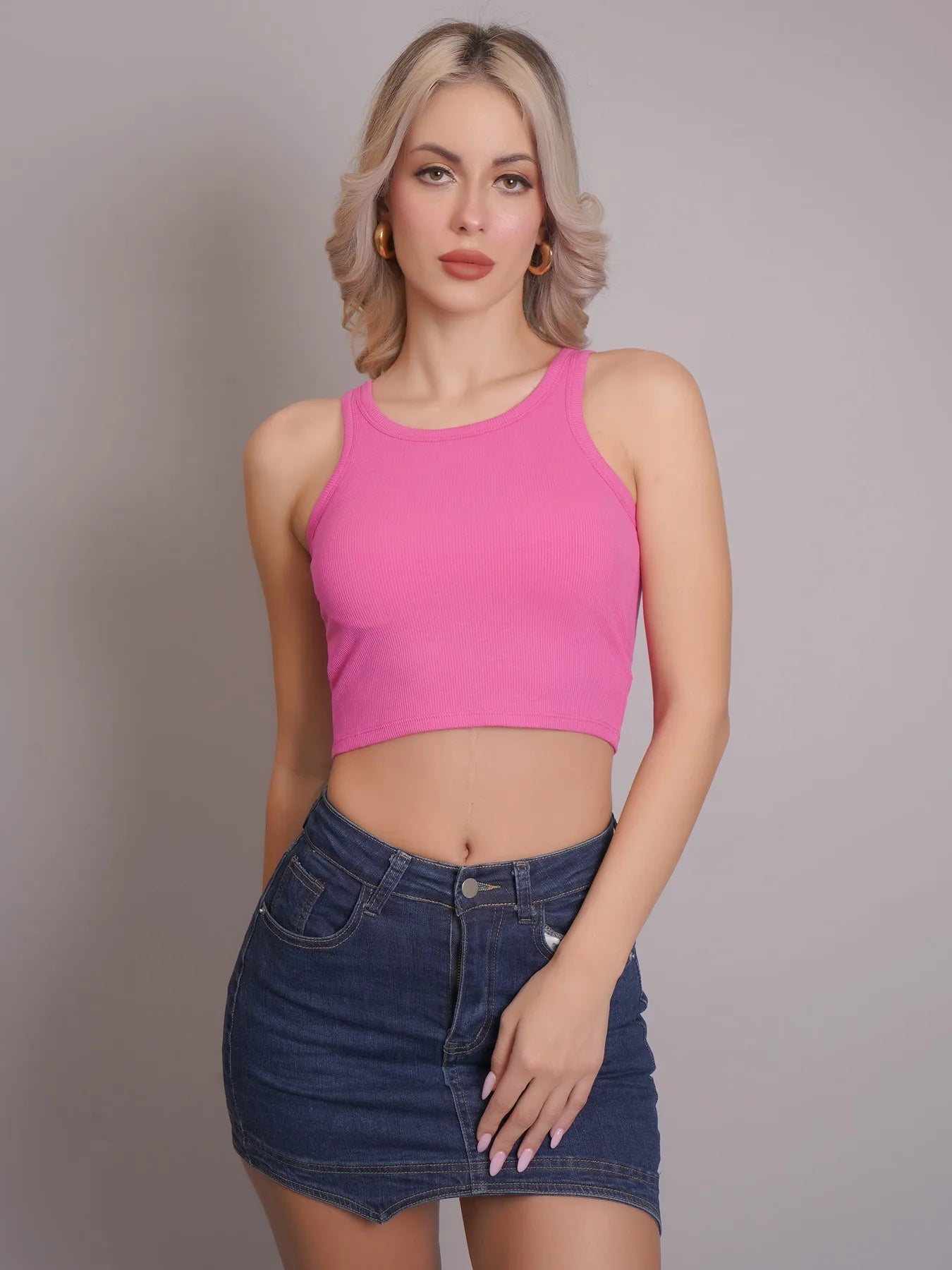 Padded Ribbed Crop Top