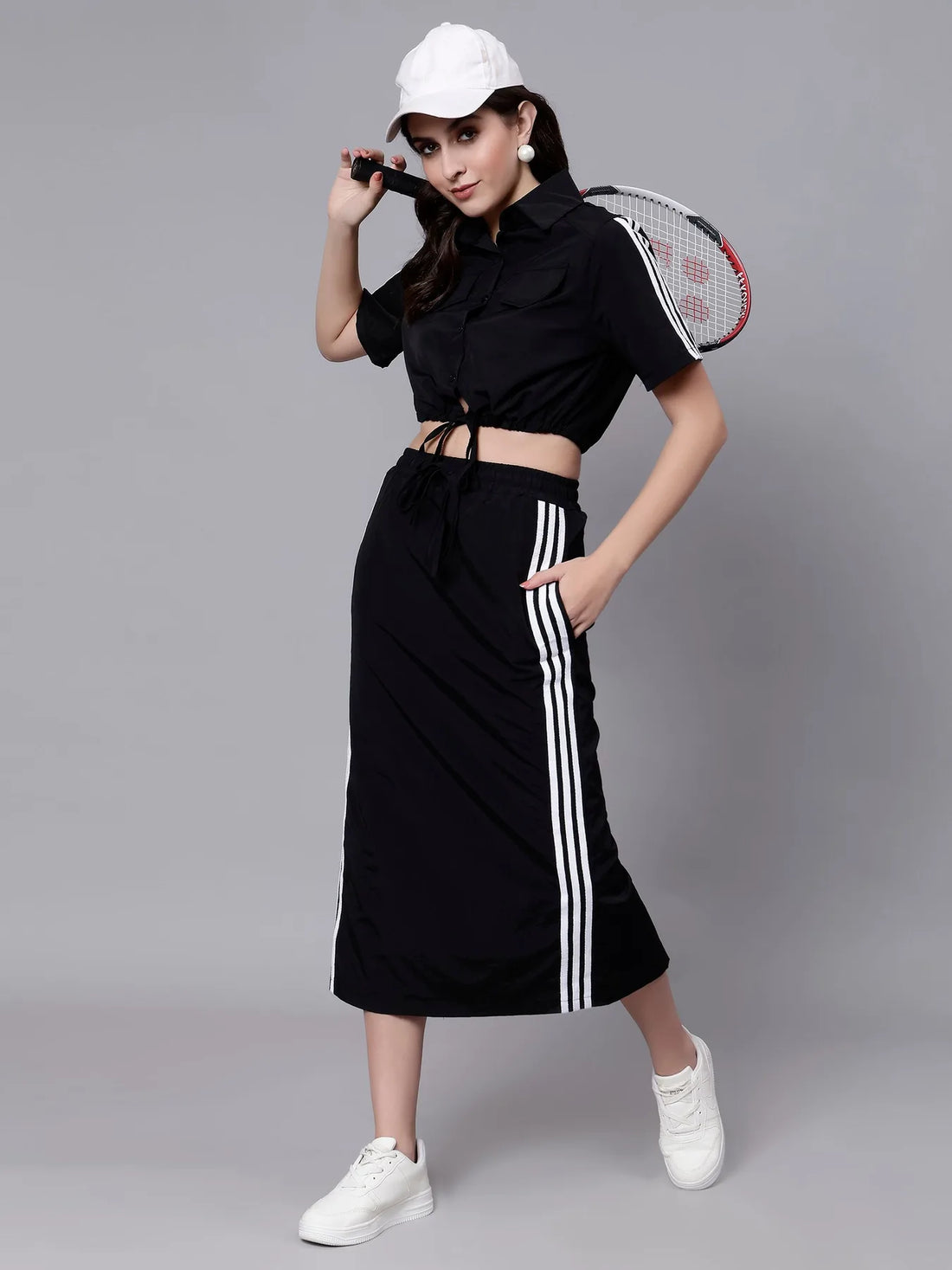 Sporty Crop Top and Skirt Set