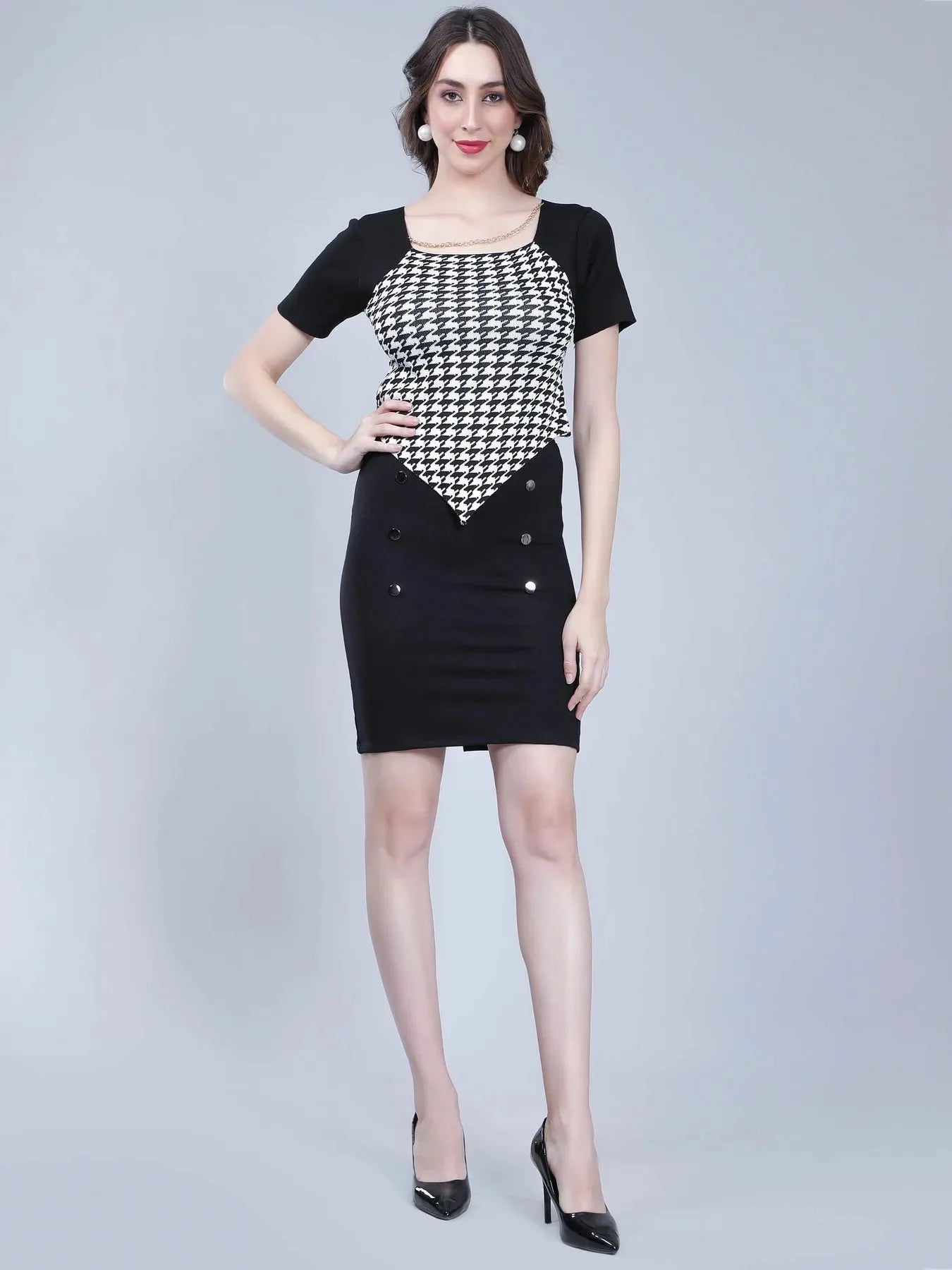 Button Accents Short Skirt