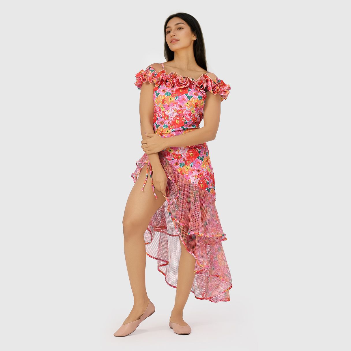 Ruffle Monokini With Sarong