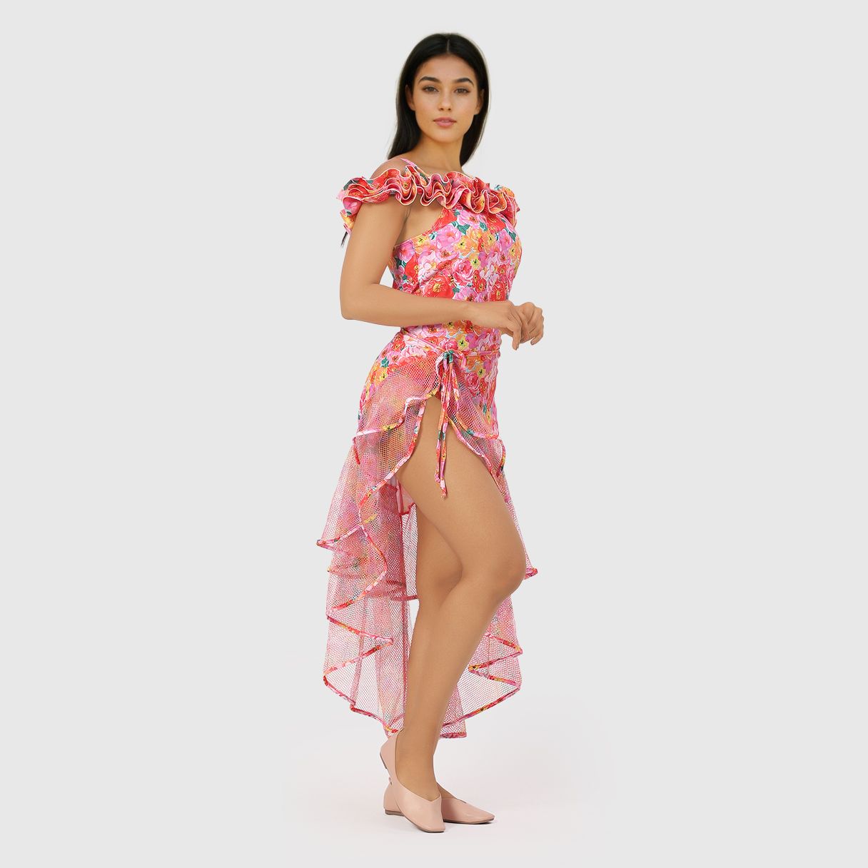 Ruffle Monokini With Sarong