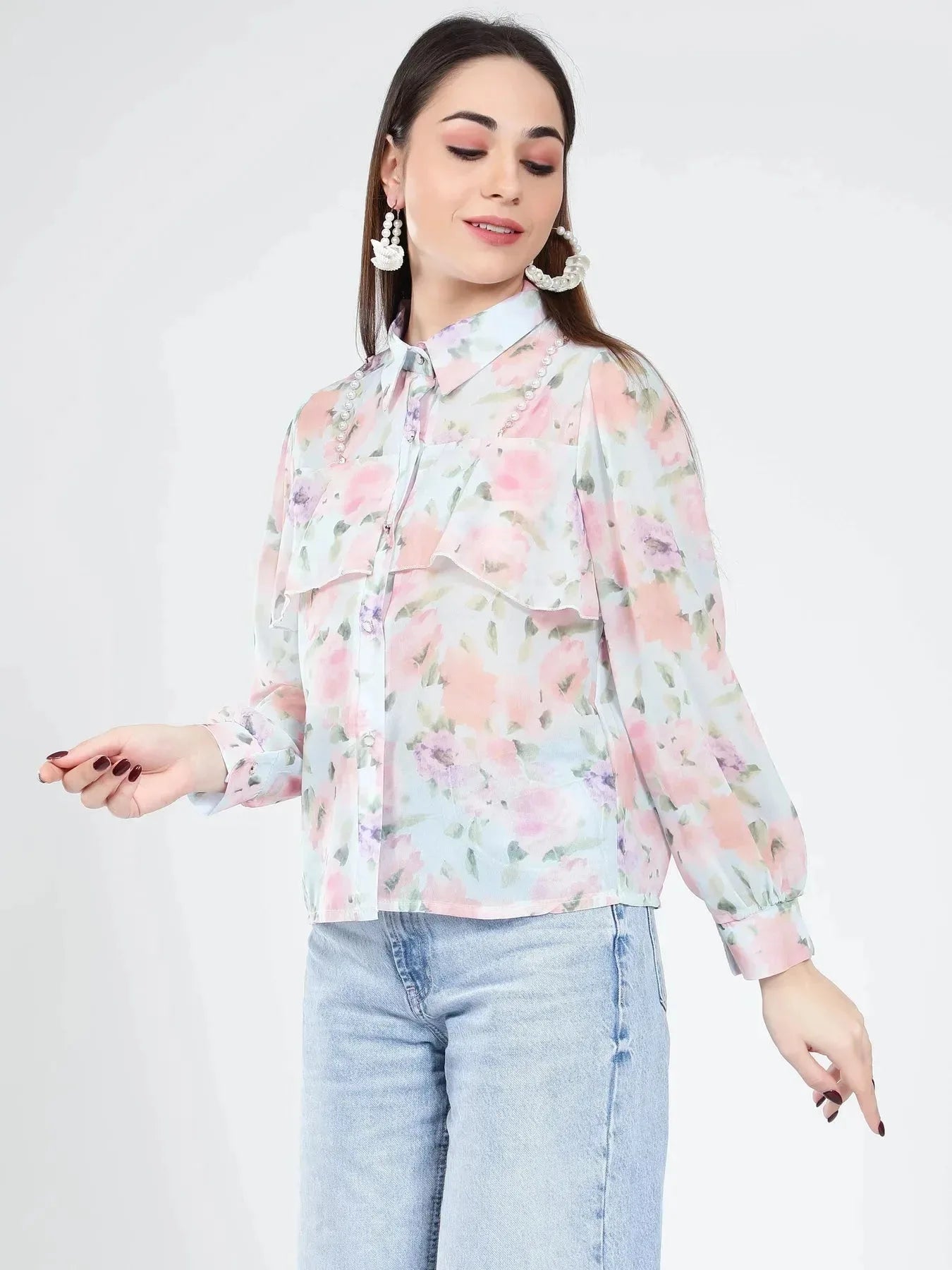 Ruffle Floral Shirt