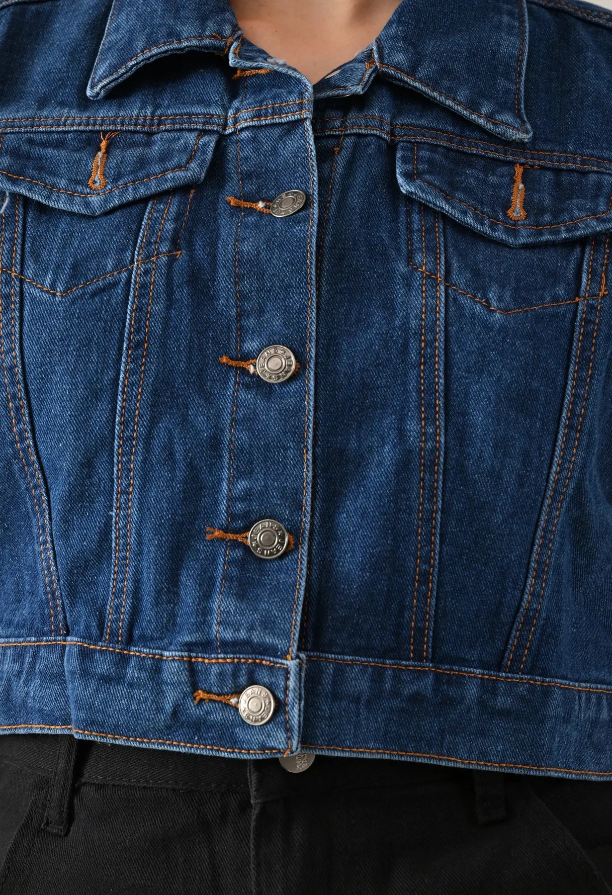 Fray Denim Vest Jacket