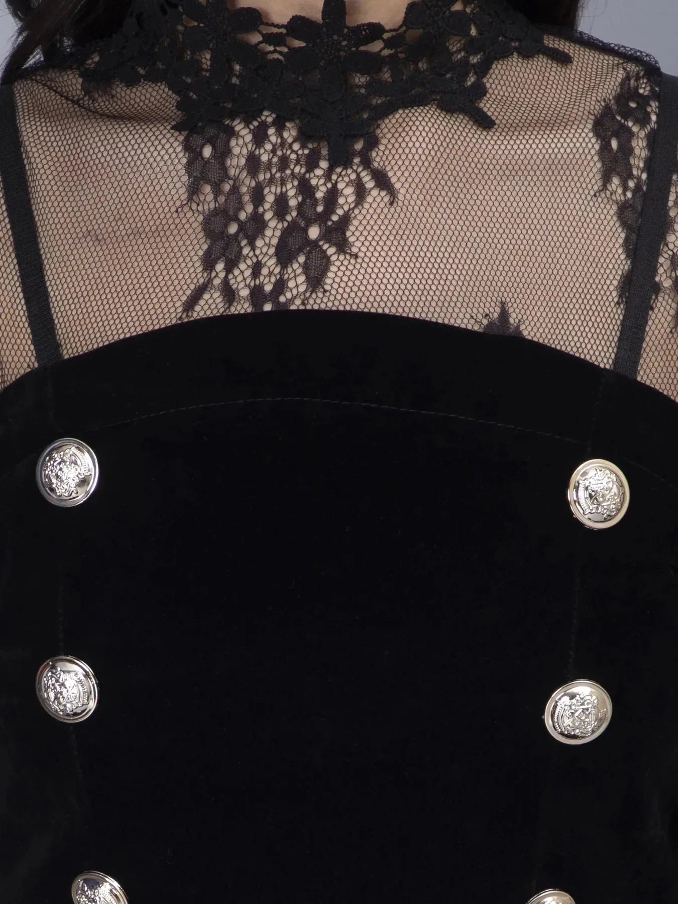 Velvet Playsuit With Lace Top