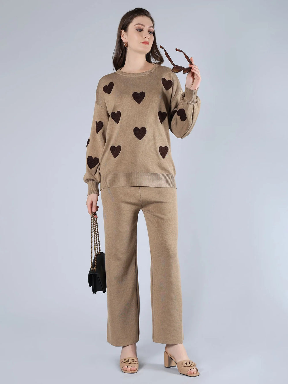 Heart Knitted Two Piece Set