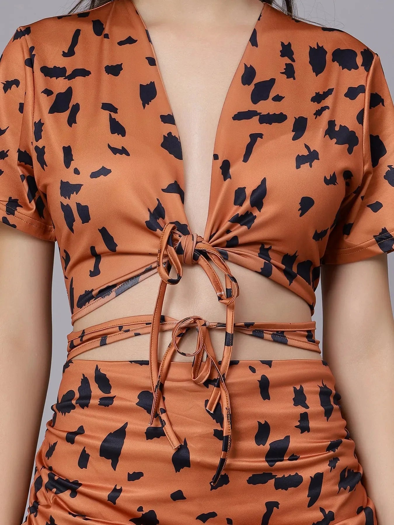 Leopard Print Ruffle Short Dress