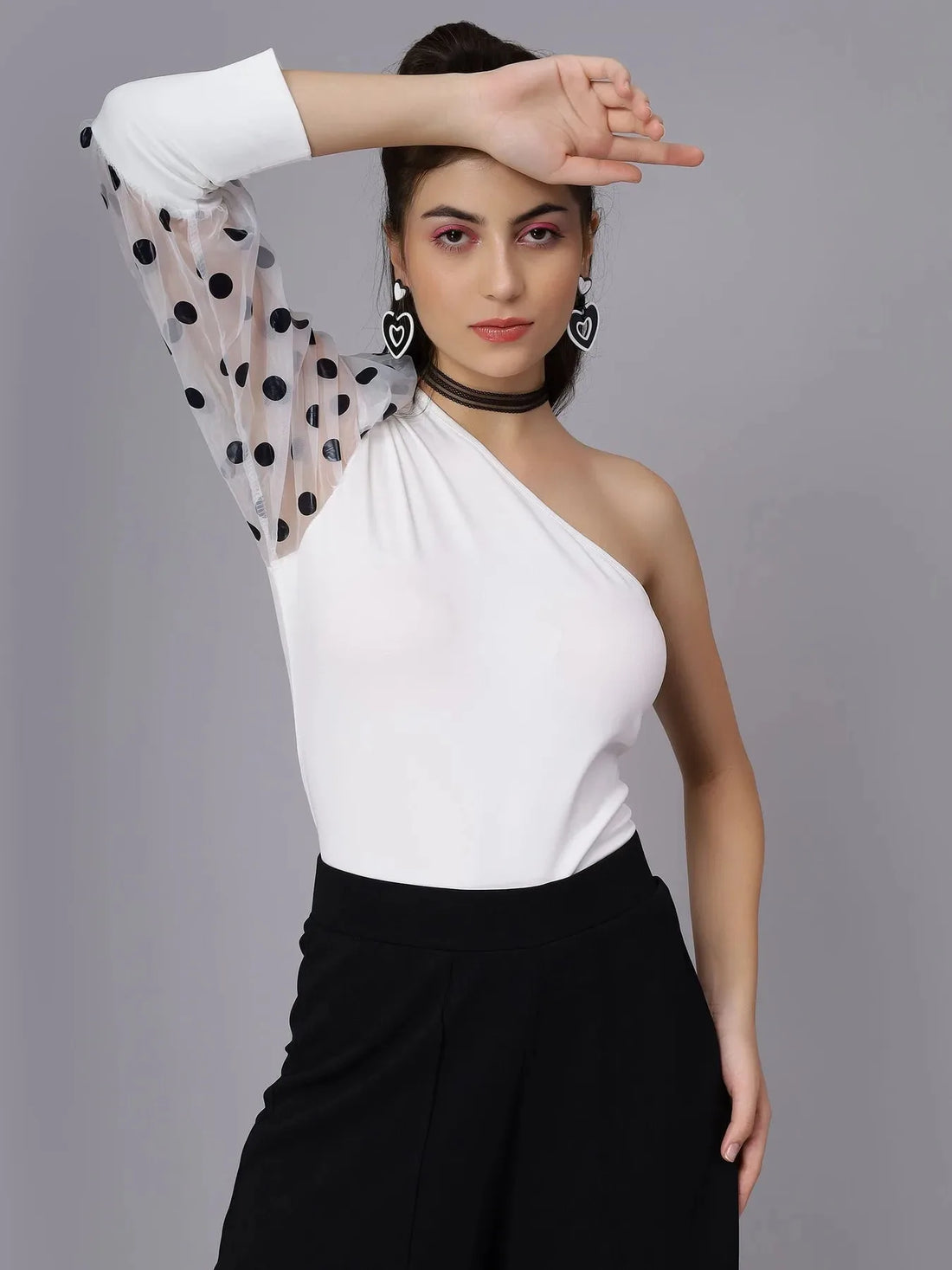Sexy One Shoulder Dotted Blouse