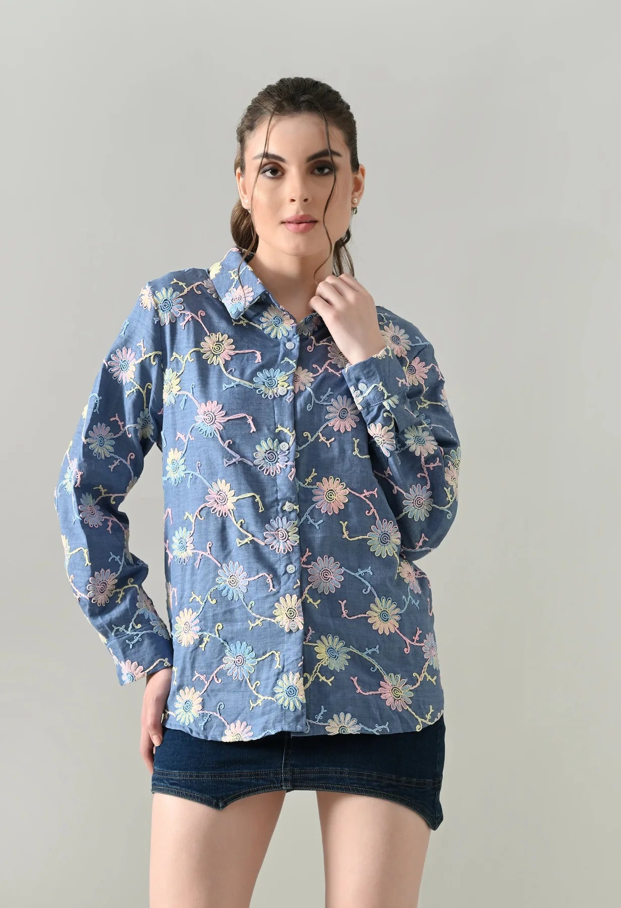 Meadow Bloom Embroidered Shirt