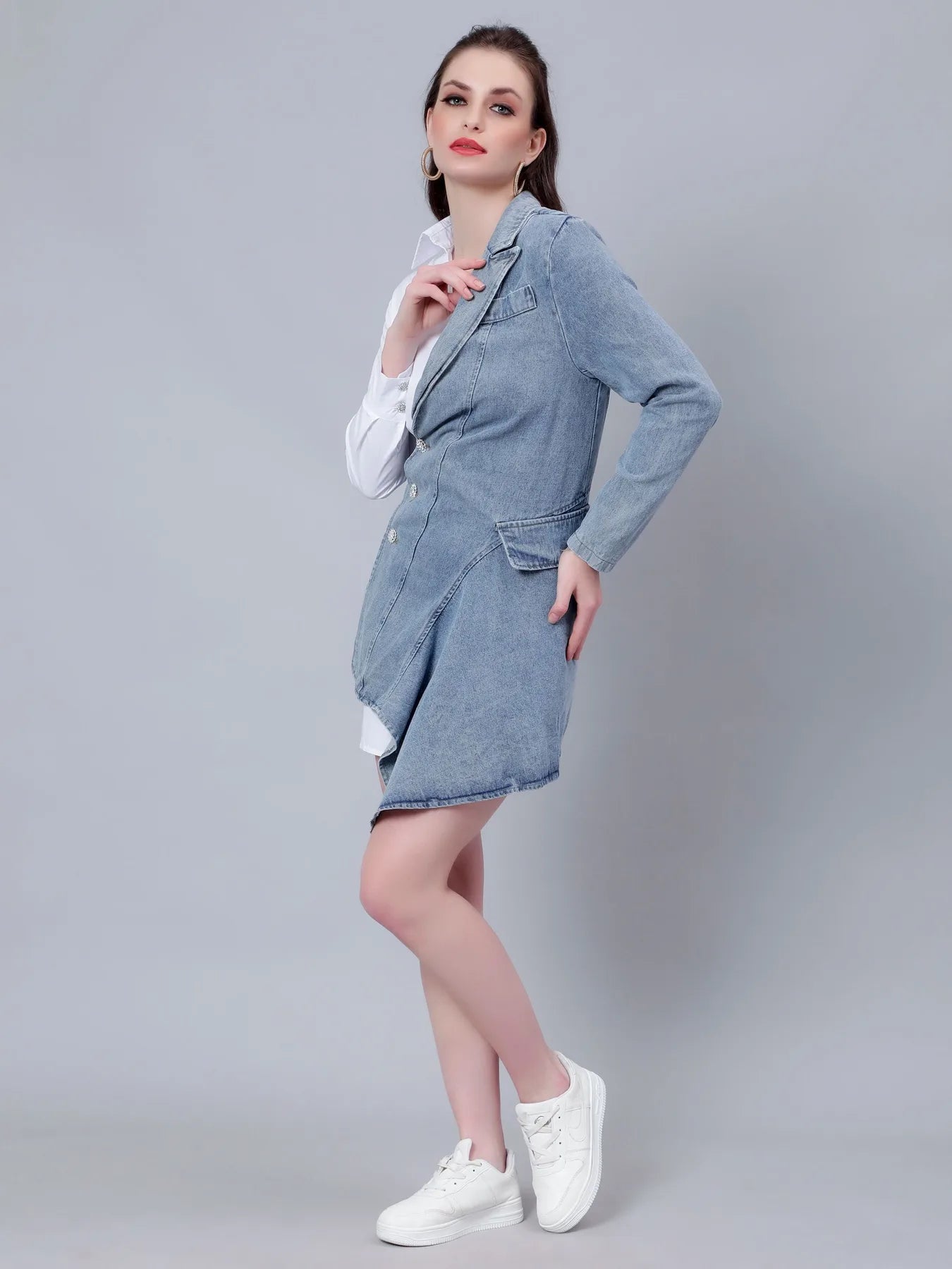 Asymmetrical Denim Shirt Dress