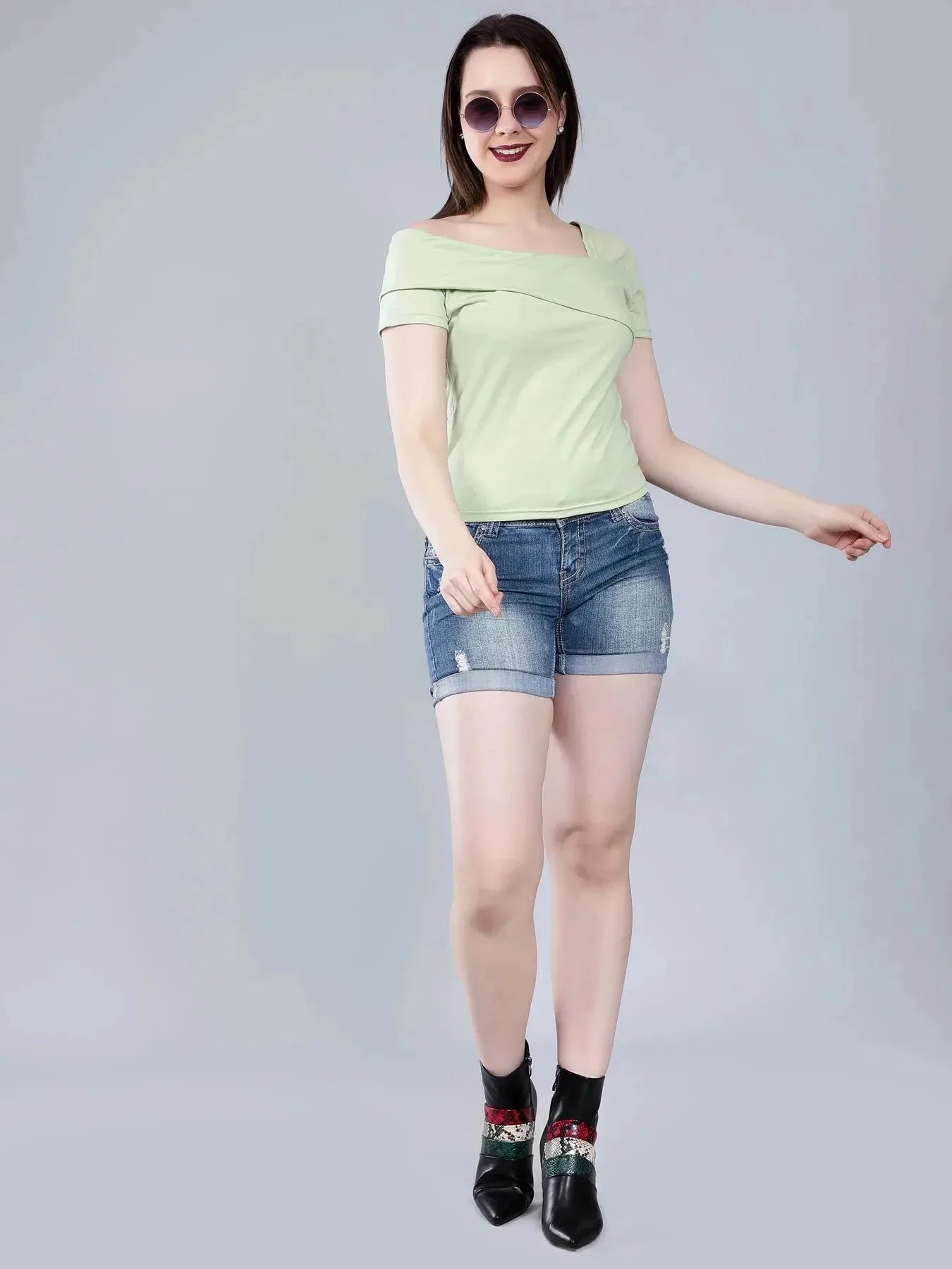 Asymmetric Neck T-Shirt