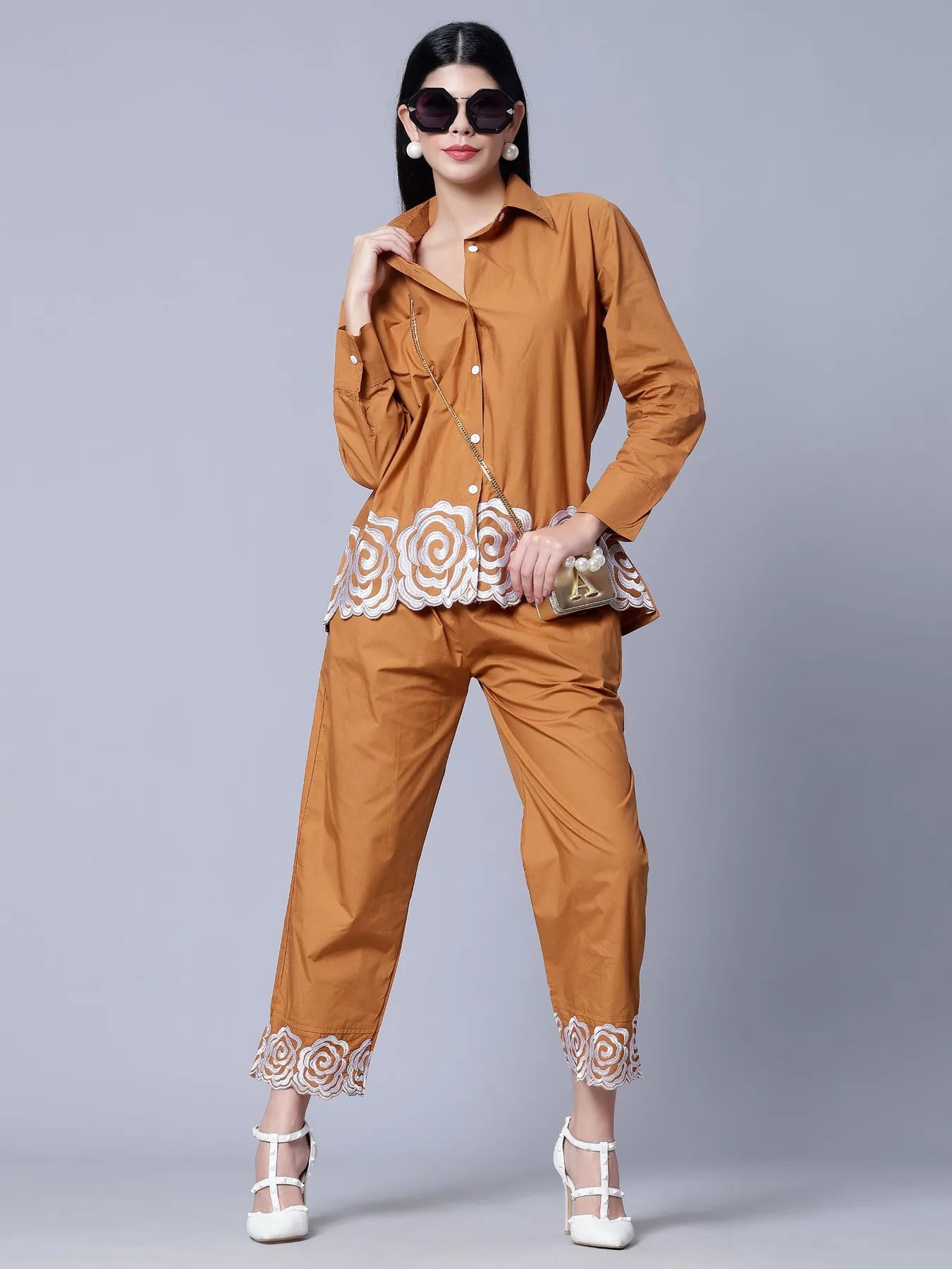 Flower Embroidery Two-Piece Set