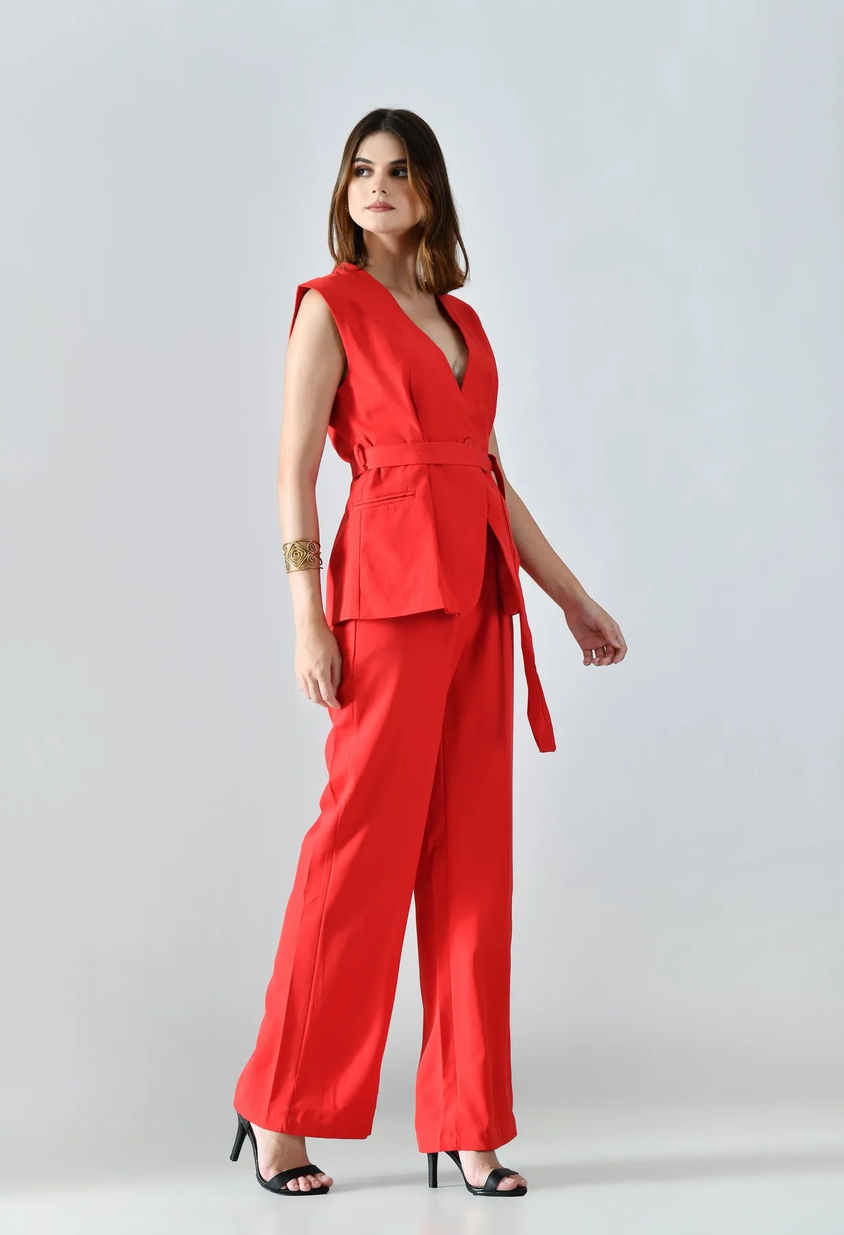 Classy Belted Two-Piece Set