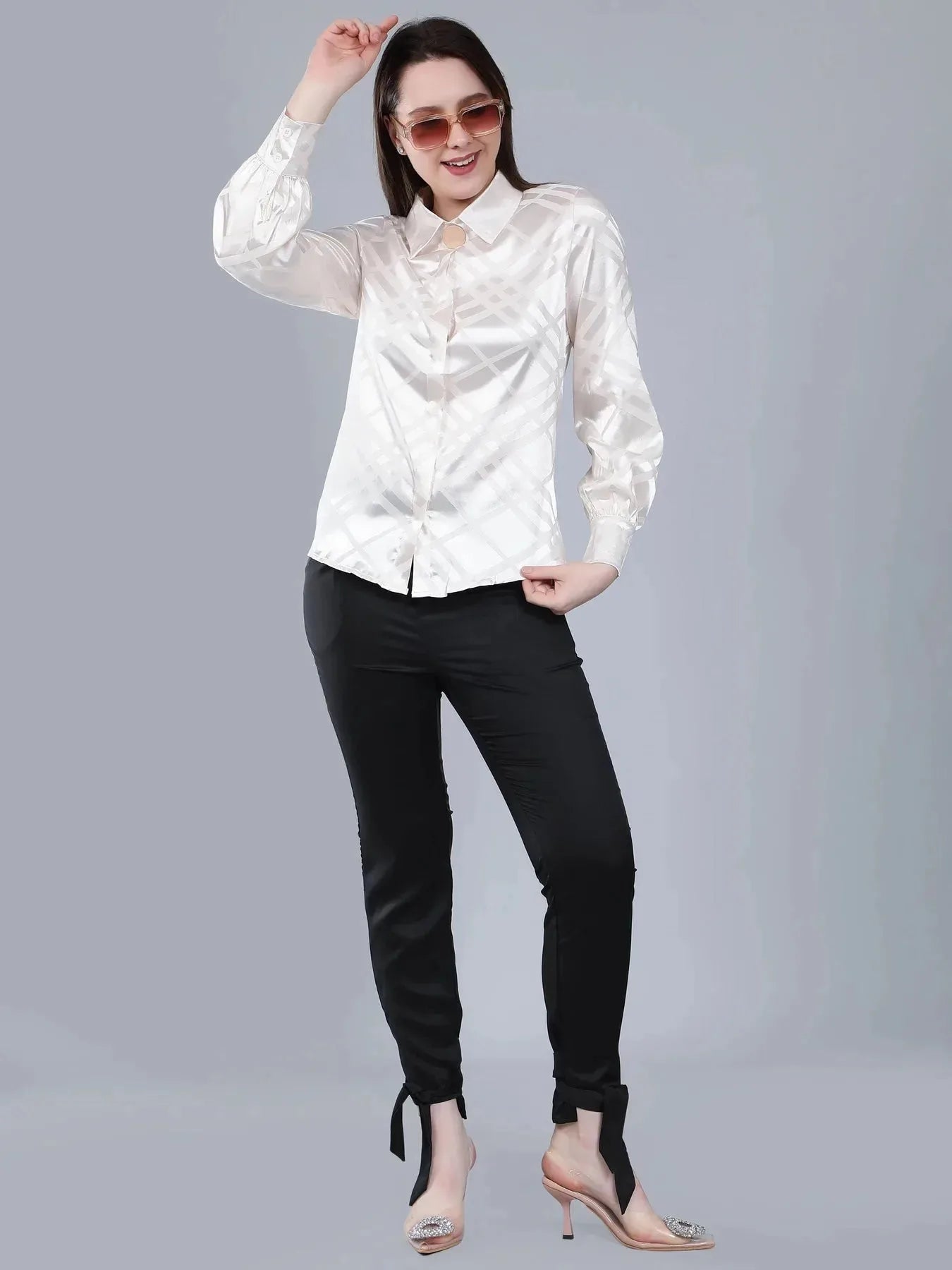 Geometrical Texture Satin Shirt