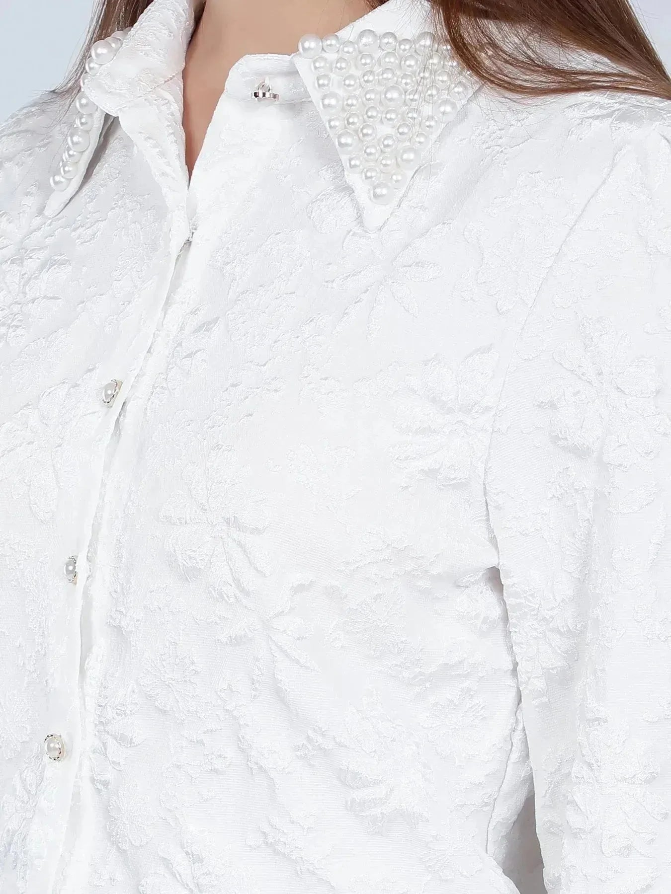 Pearl Beading Jacquard Shirt