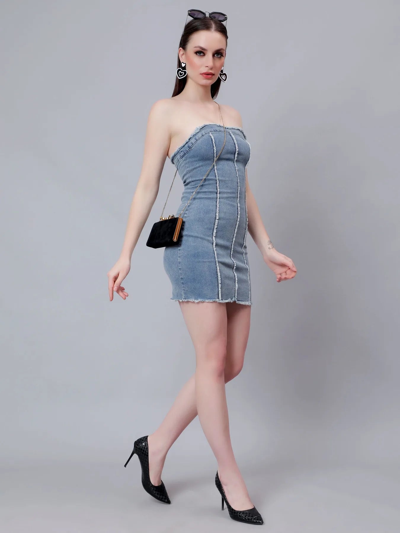 Frayed Denim Bodycon Dress