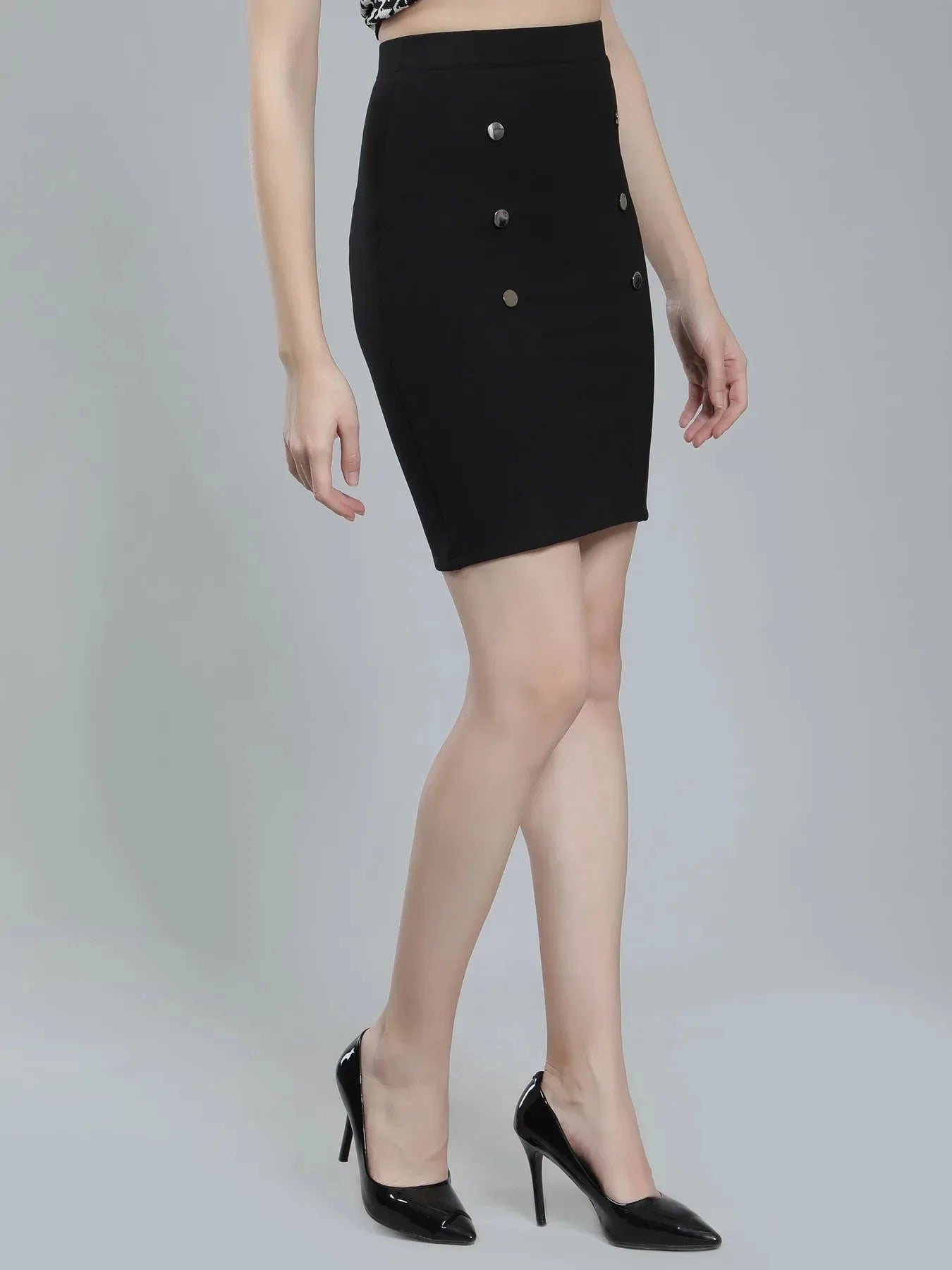 Button Accents Short Skirt