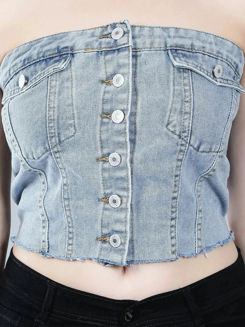 Denim Corset Crop Top