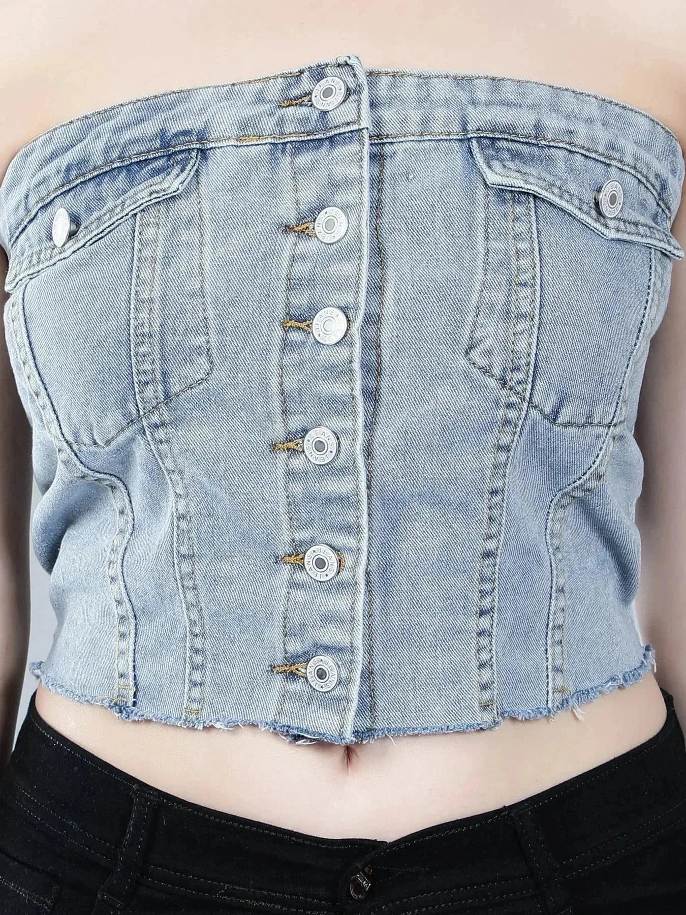 Denim Corset Crop Top