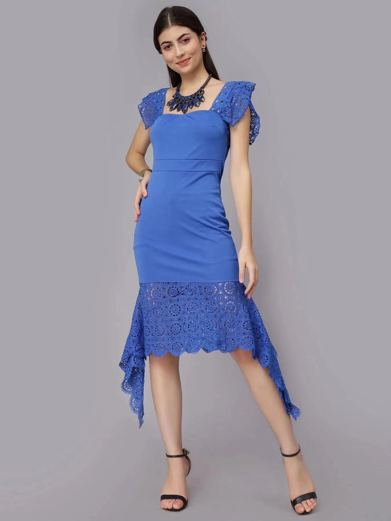 Elegant Mermaid Spaghetti Lace Dress