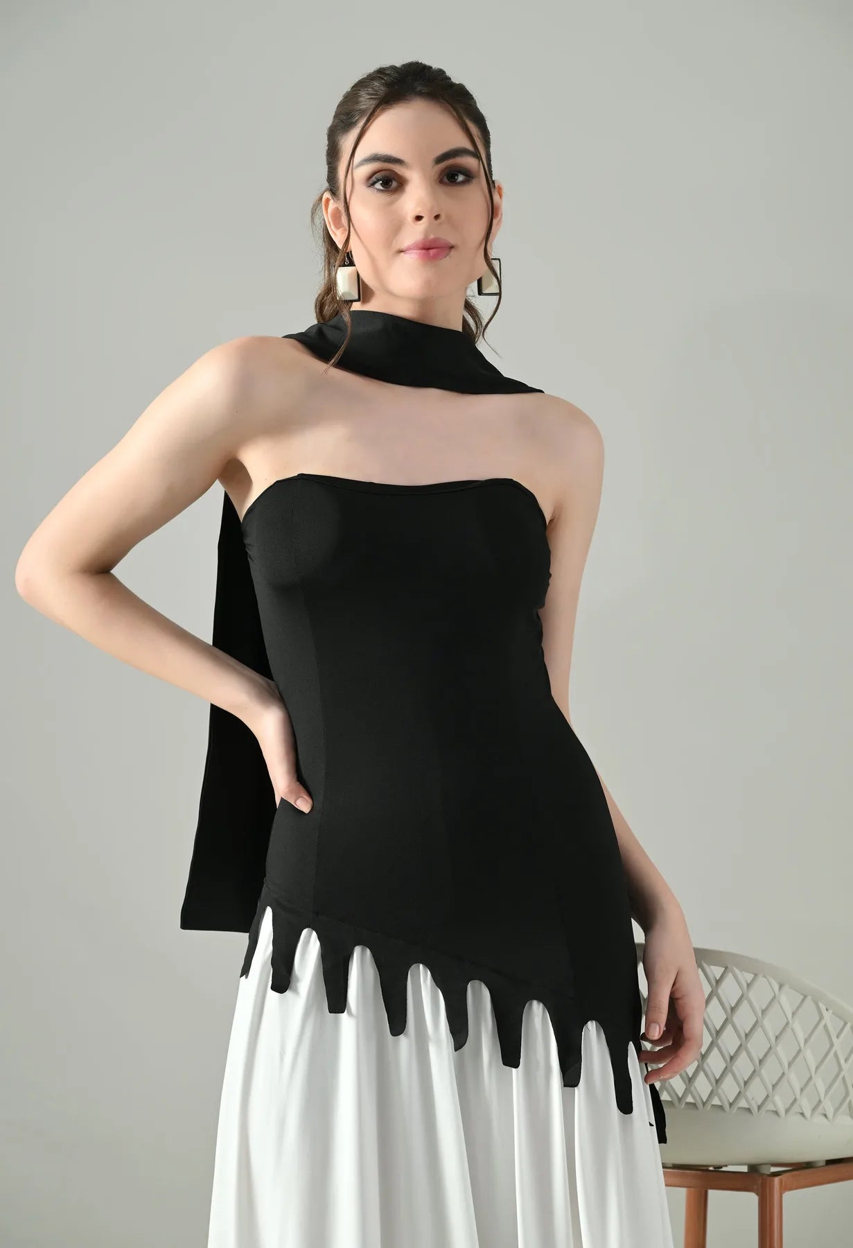 Vogue Contrast Tube Maxi Dress