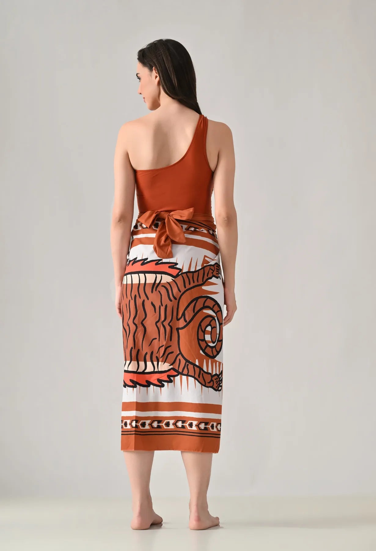 One Shoulder Monokini With Sarong