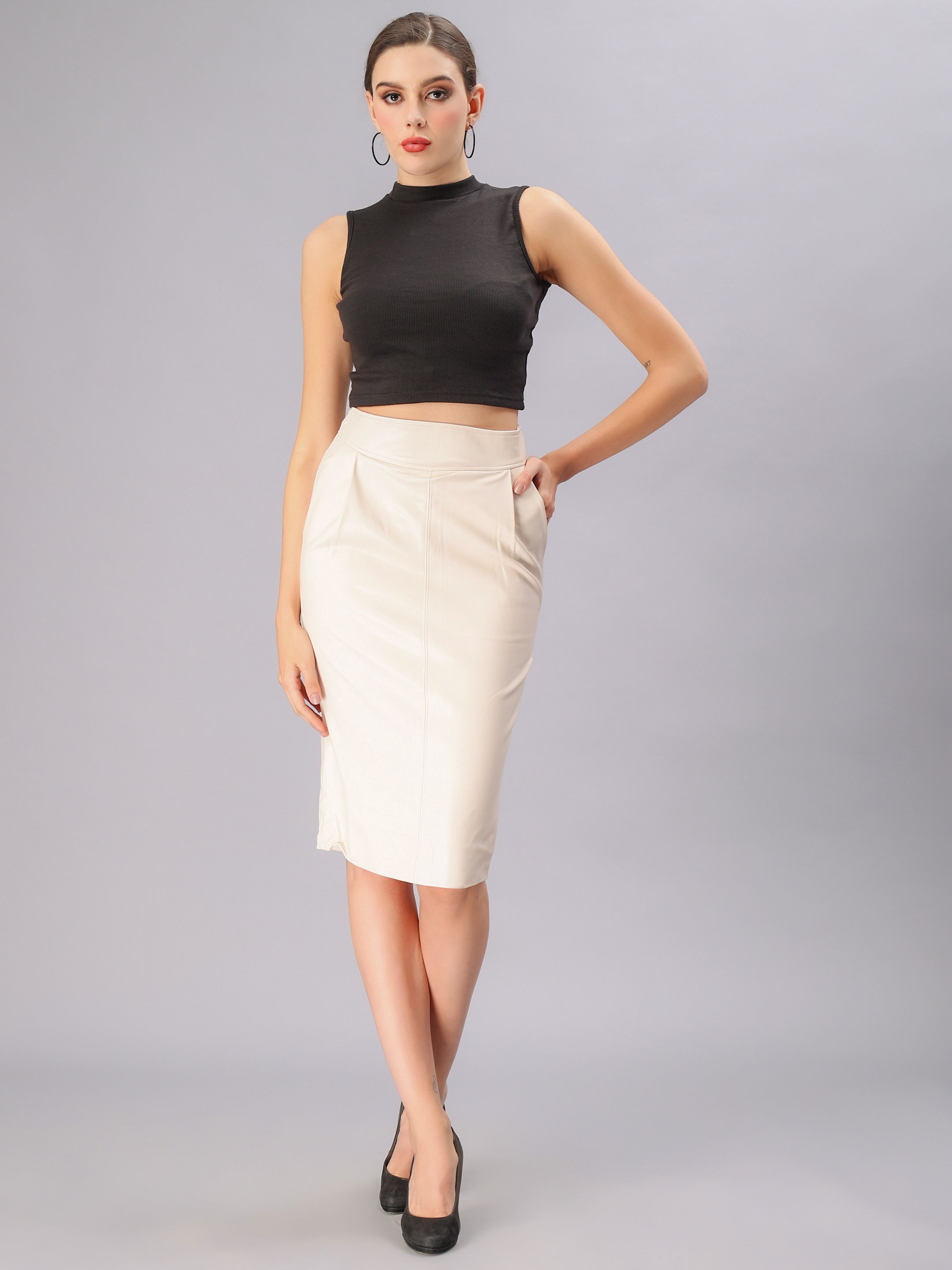 PU Leather Pencil Skirt